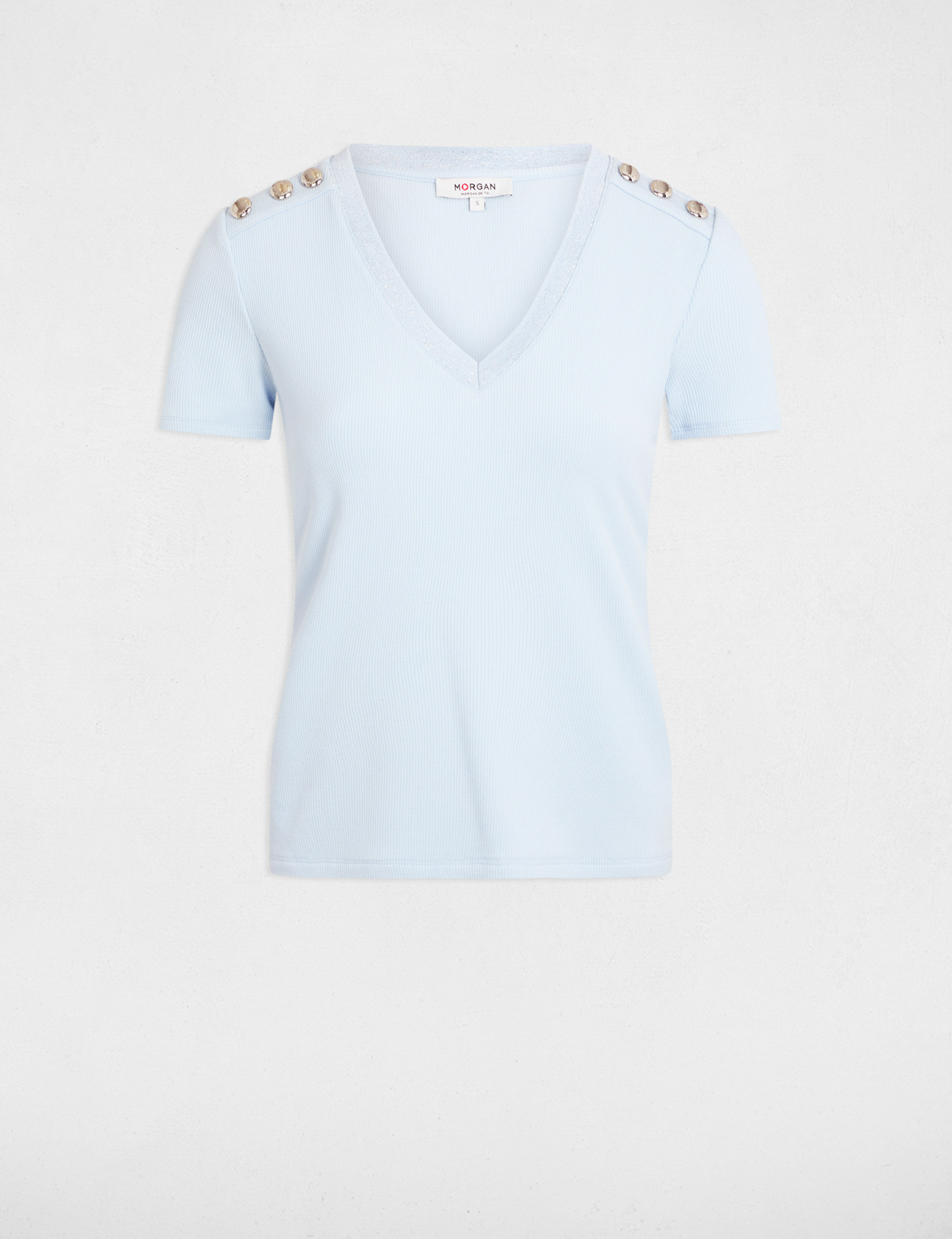 Camiseta manga corta azul cielo mujer