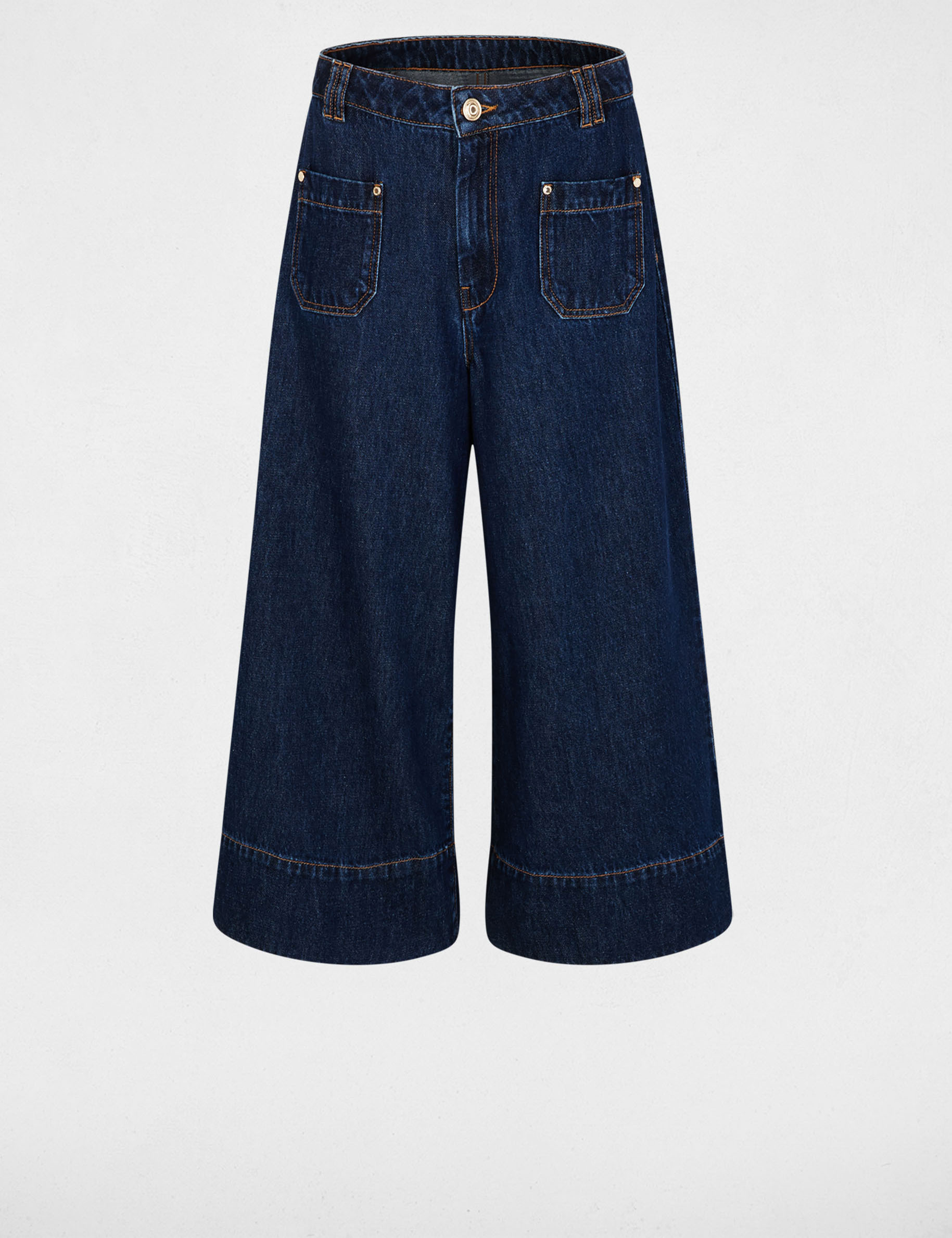 Pantal&oacute;n corto de tiro alto azul mujer