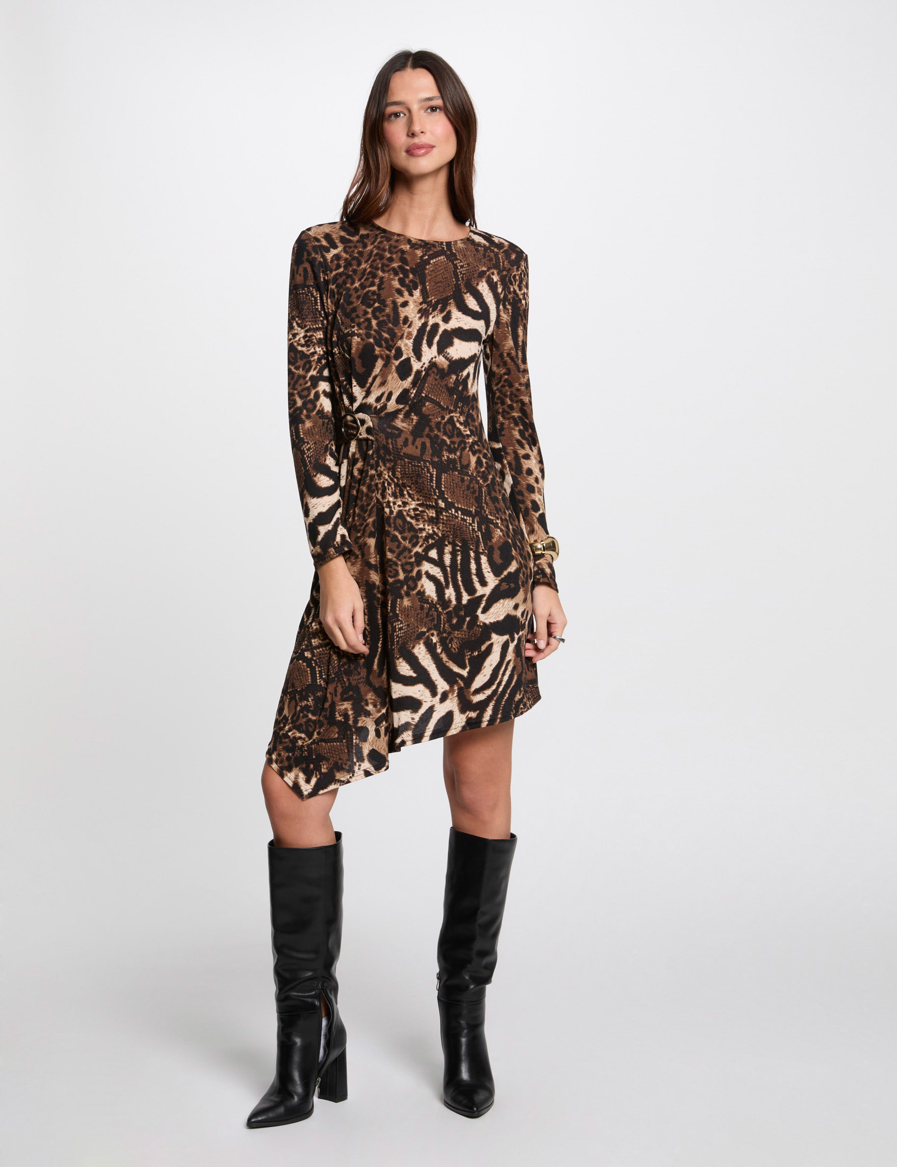 vestido corto evase estampado multicolor mujer Vestido corto evasé estampado multicolor mujer