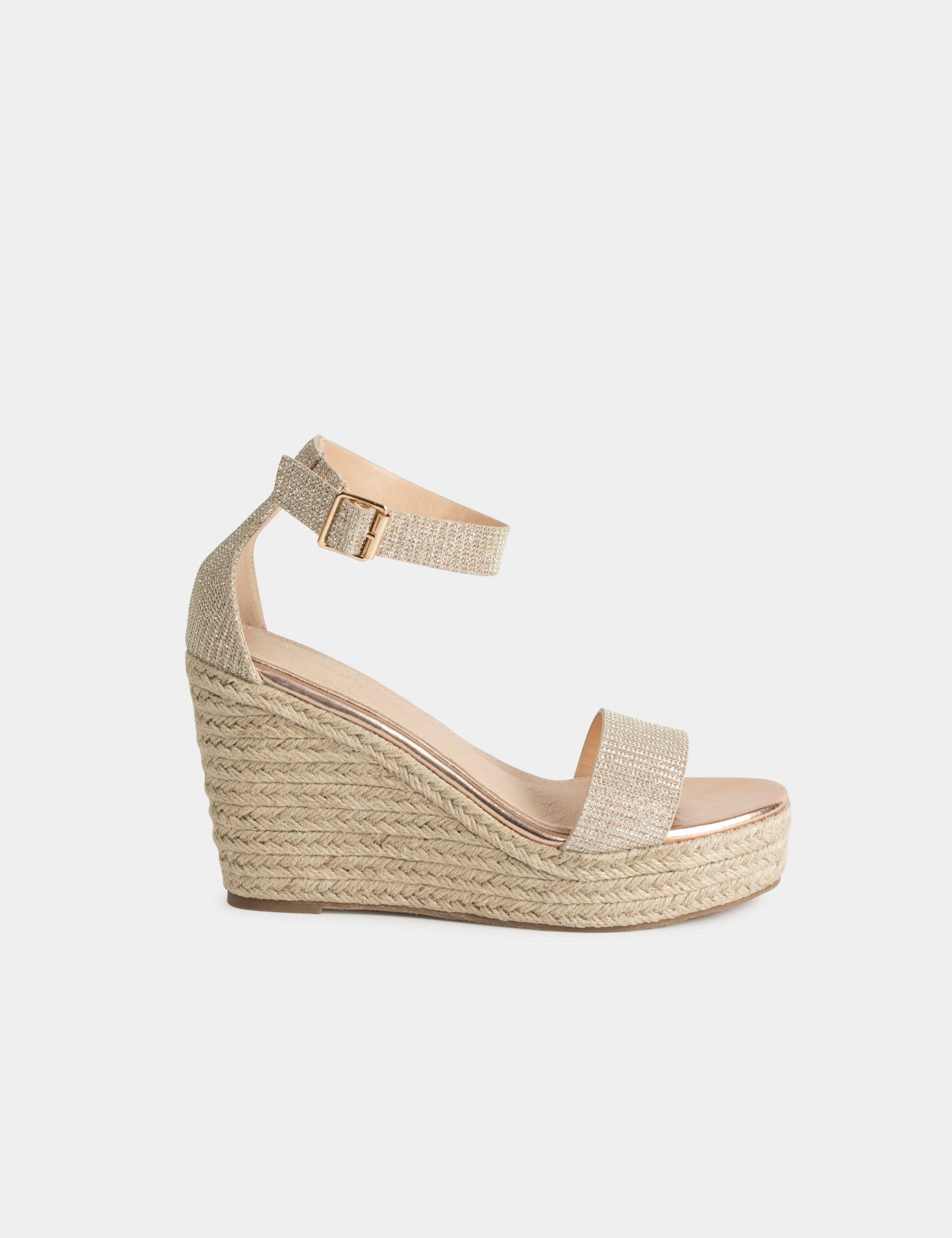 Sandalias plataformas con lentejuelas dorado mujer Sandalias plataformas con lentejuelas dorado mujer