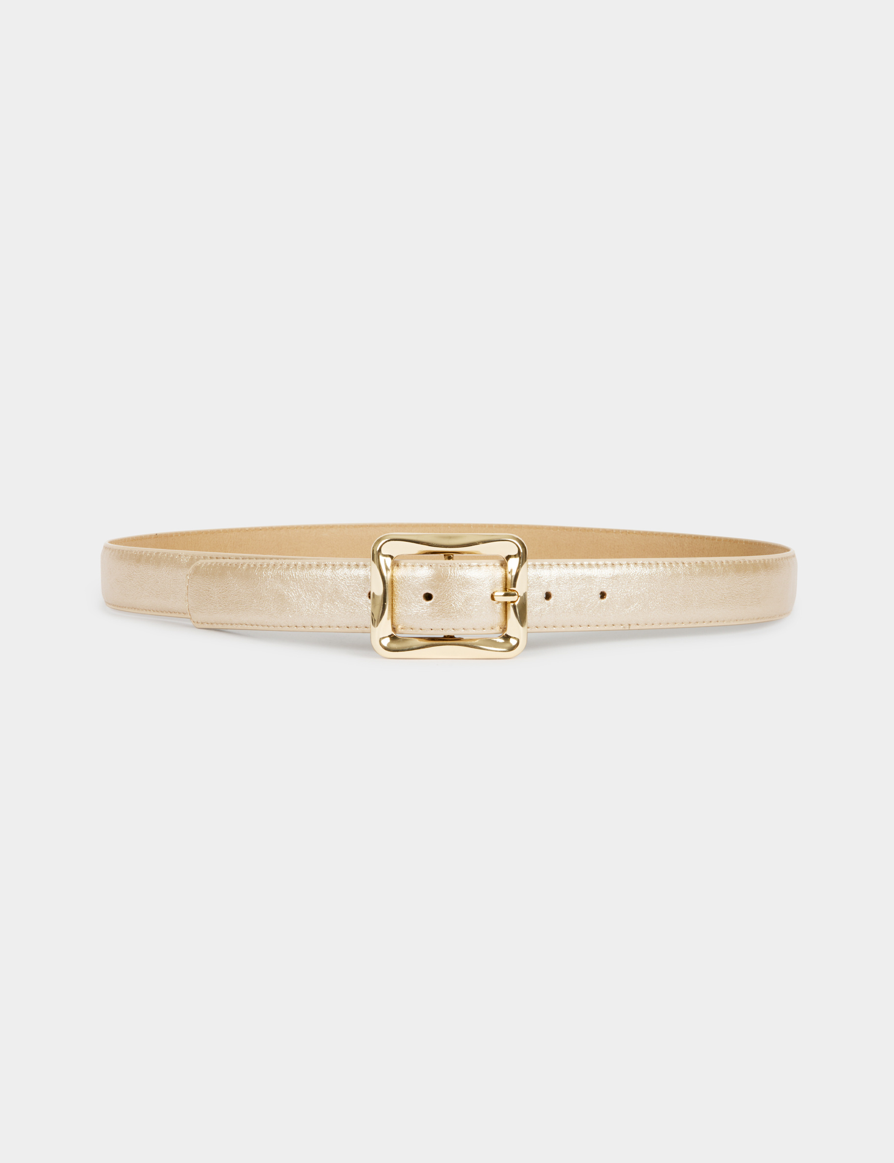 Cintur&oacute;n fino con hebilla beige mujer