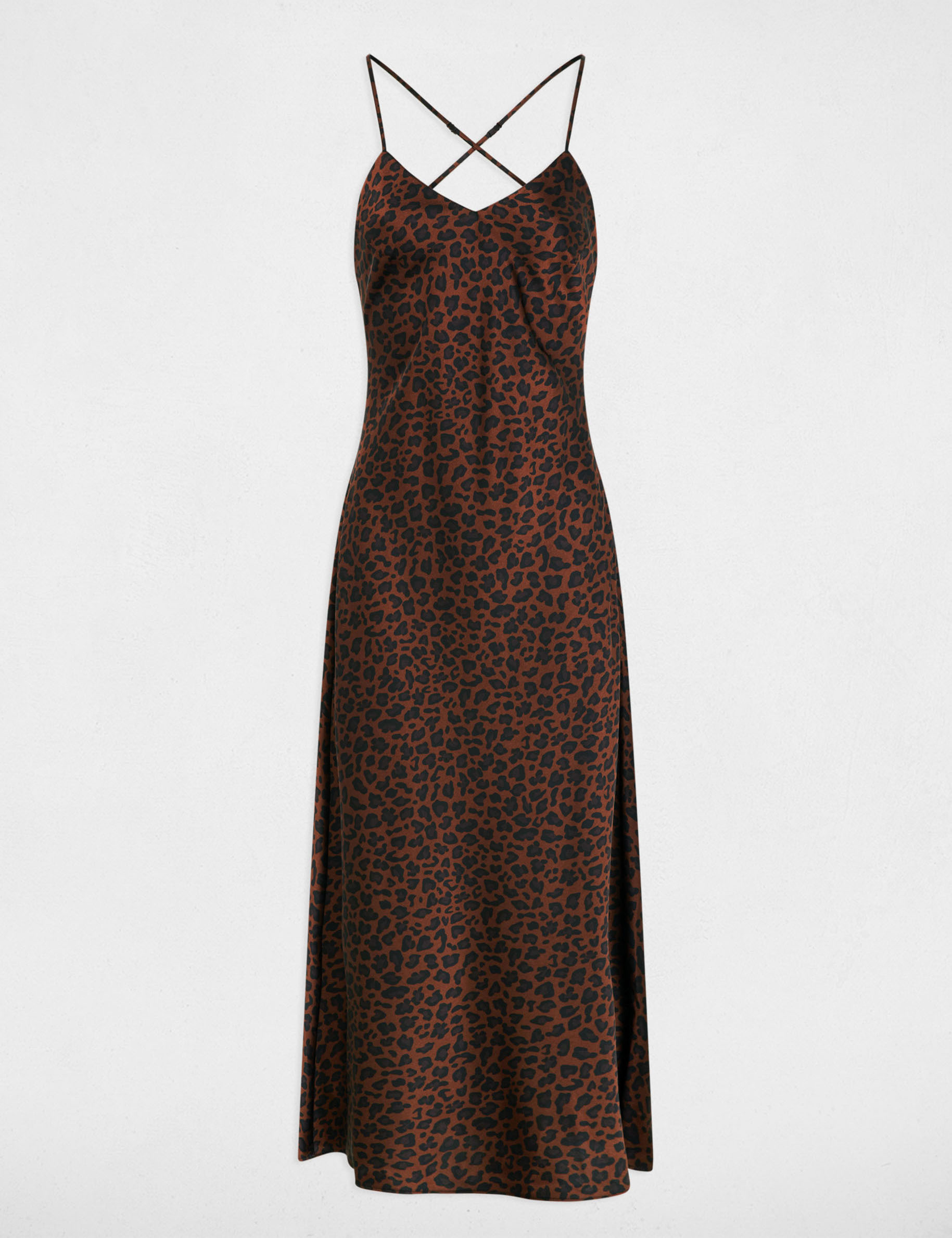 Vestido satinado con cuello en v multicolor mujer