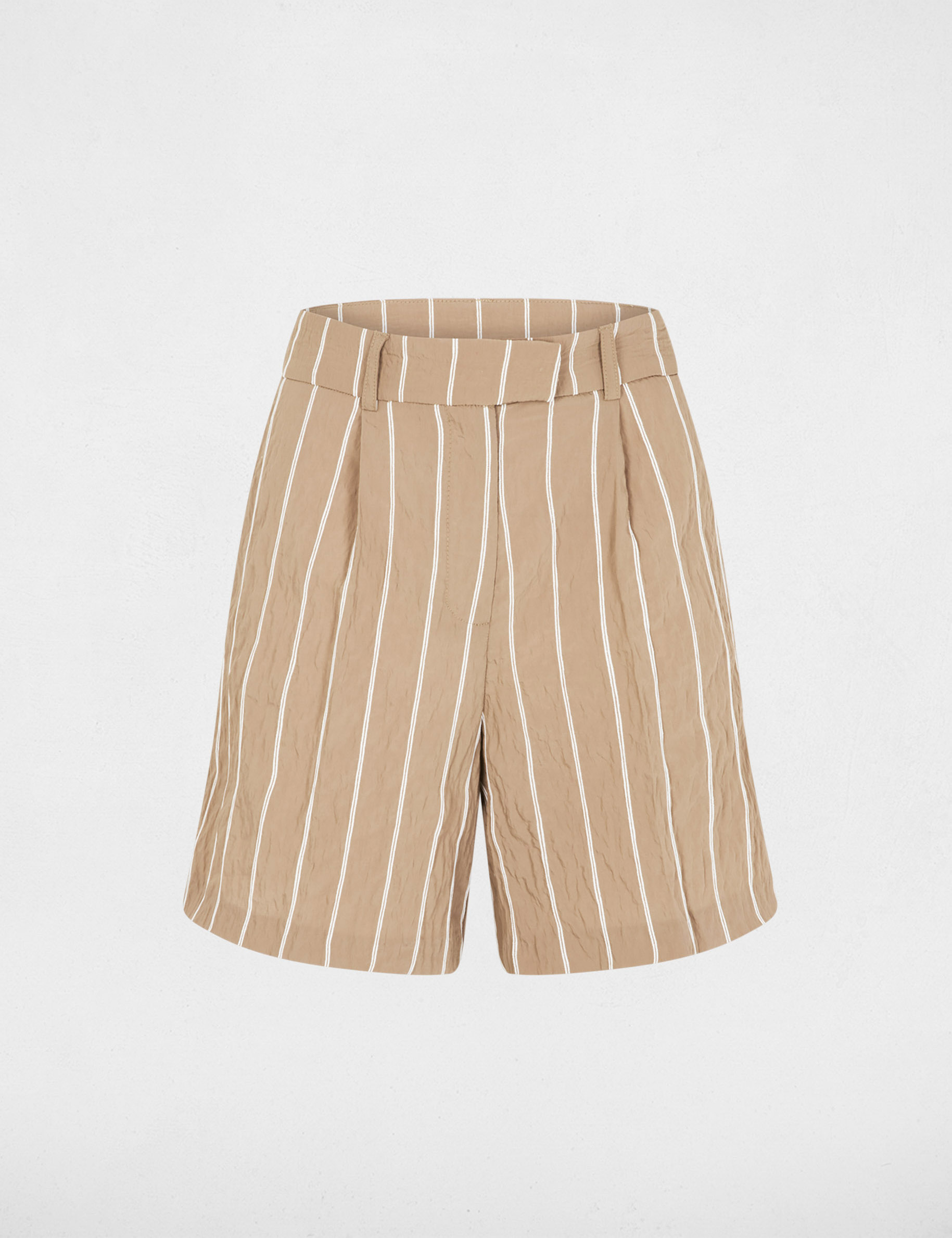 Pantal&oacute;n corto de rayas de tiro alto topo mujer