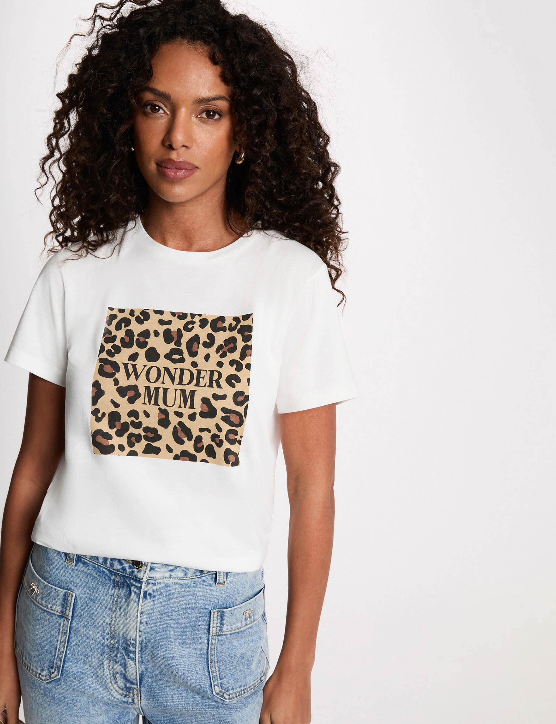Camiseta de manga corta blanco mujer