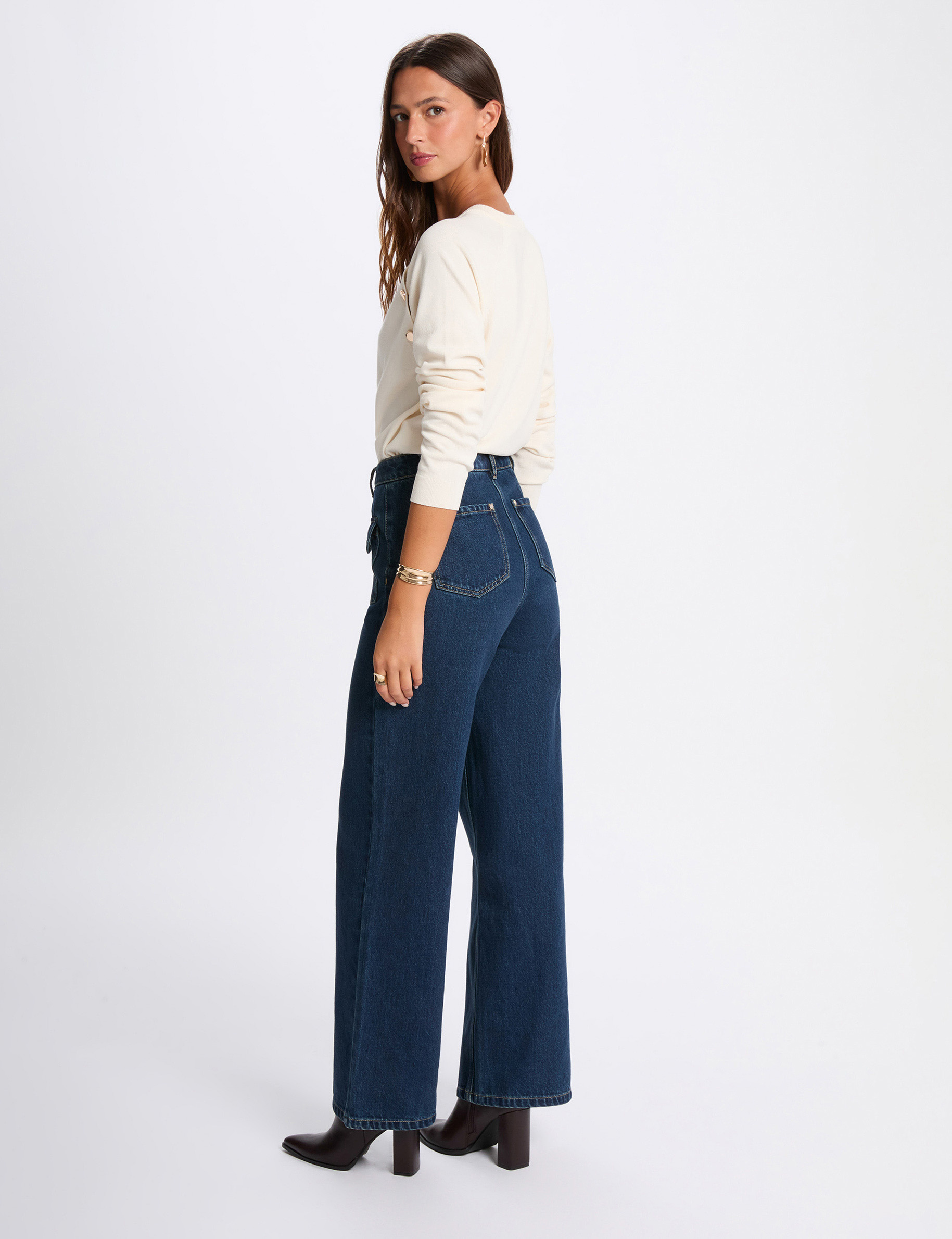 Jersey fino ajustado marfil mujer