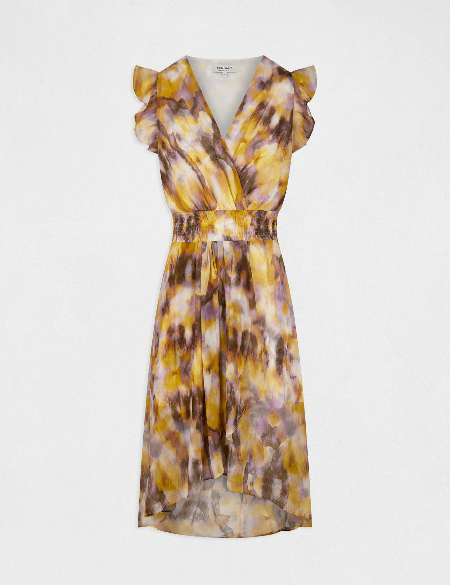 Vestido midi entallado estampado multicolor mujer Vestido midi entallado estampado multicolor mujer