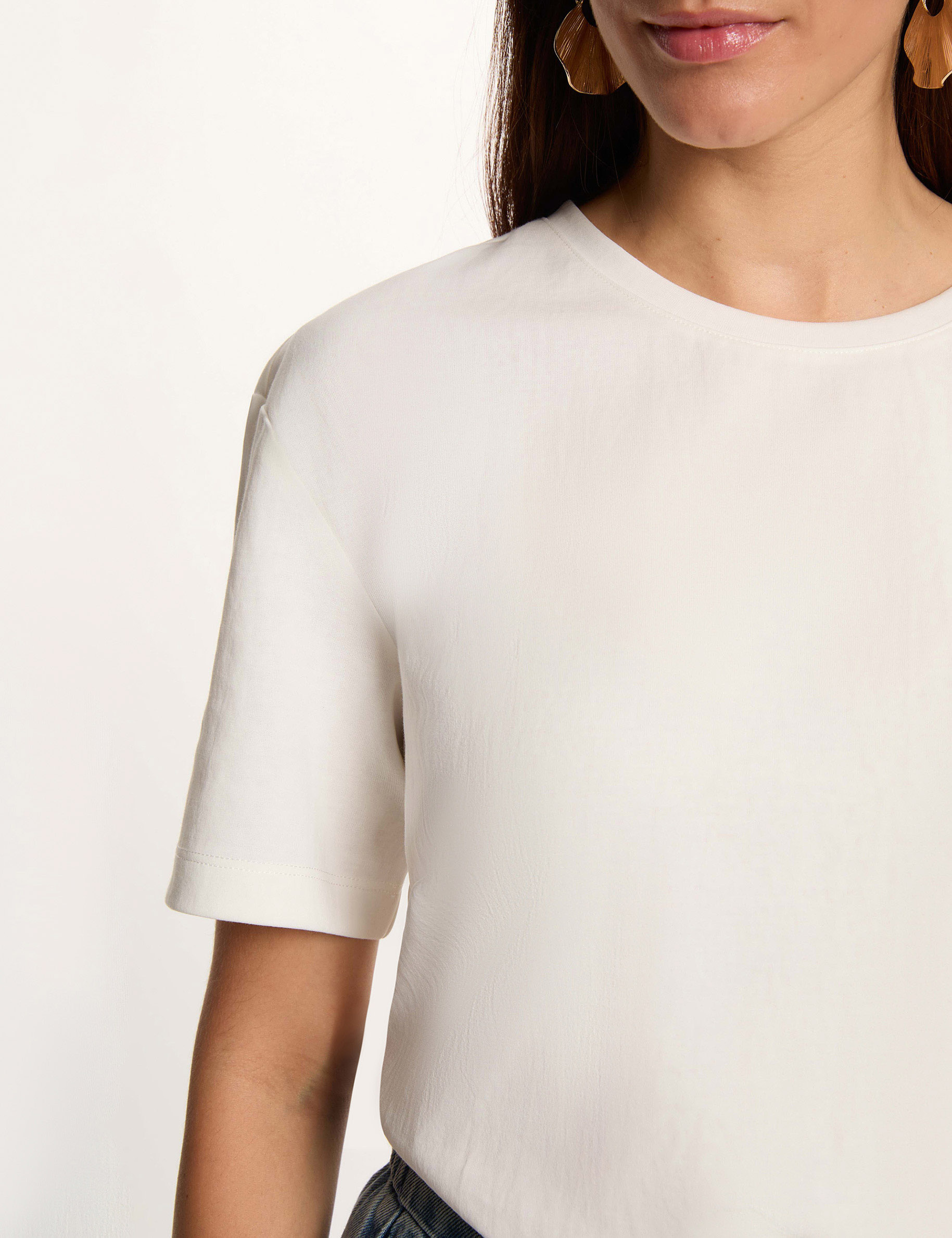 Camiseta de cuello redondo blanco mujer