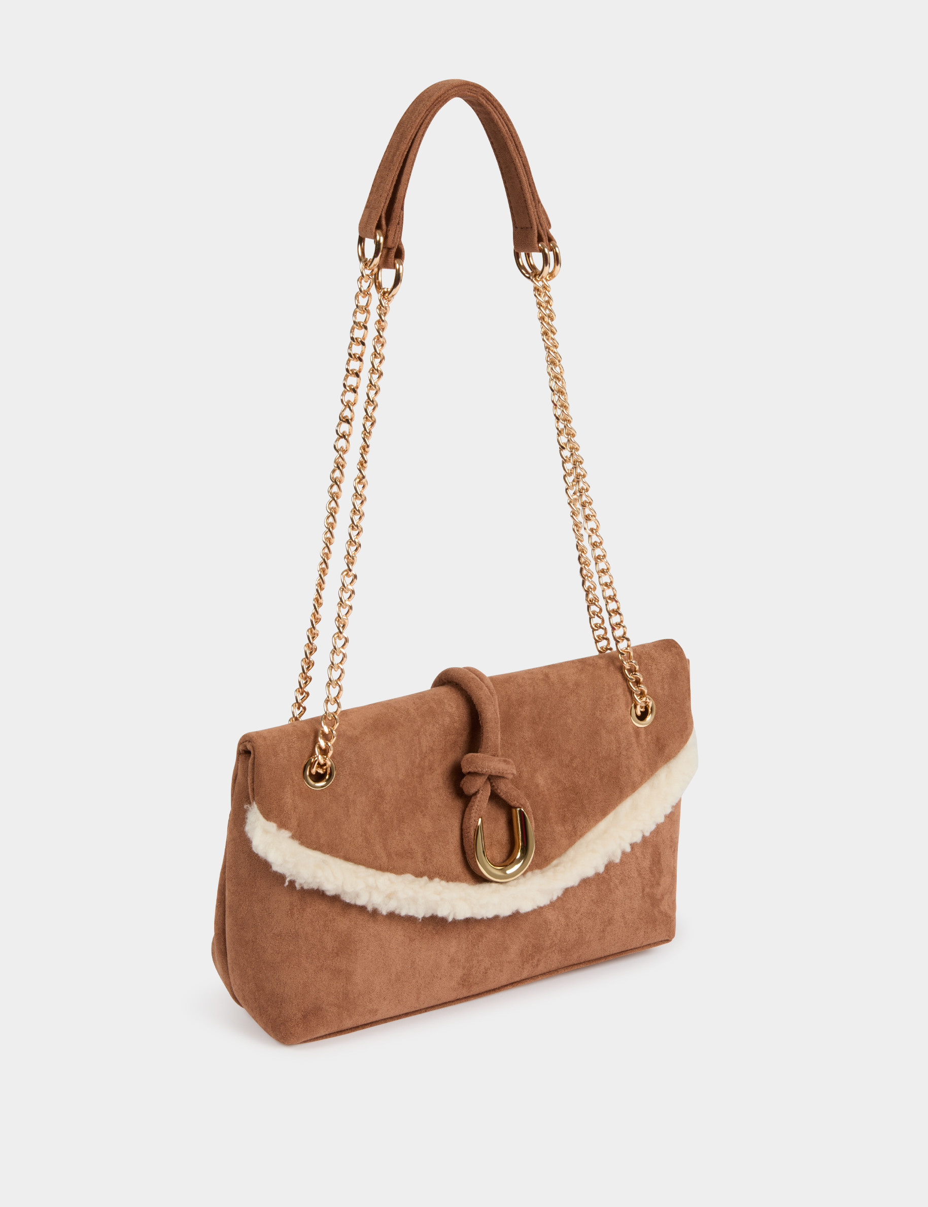 Bolso bandolera de ante c&aacute;mel mujer