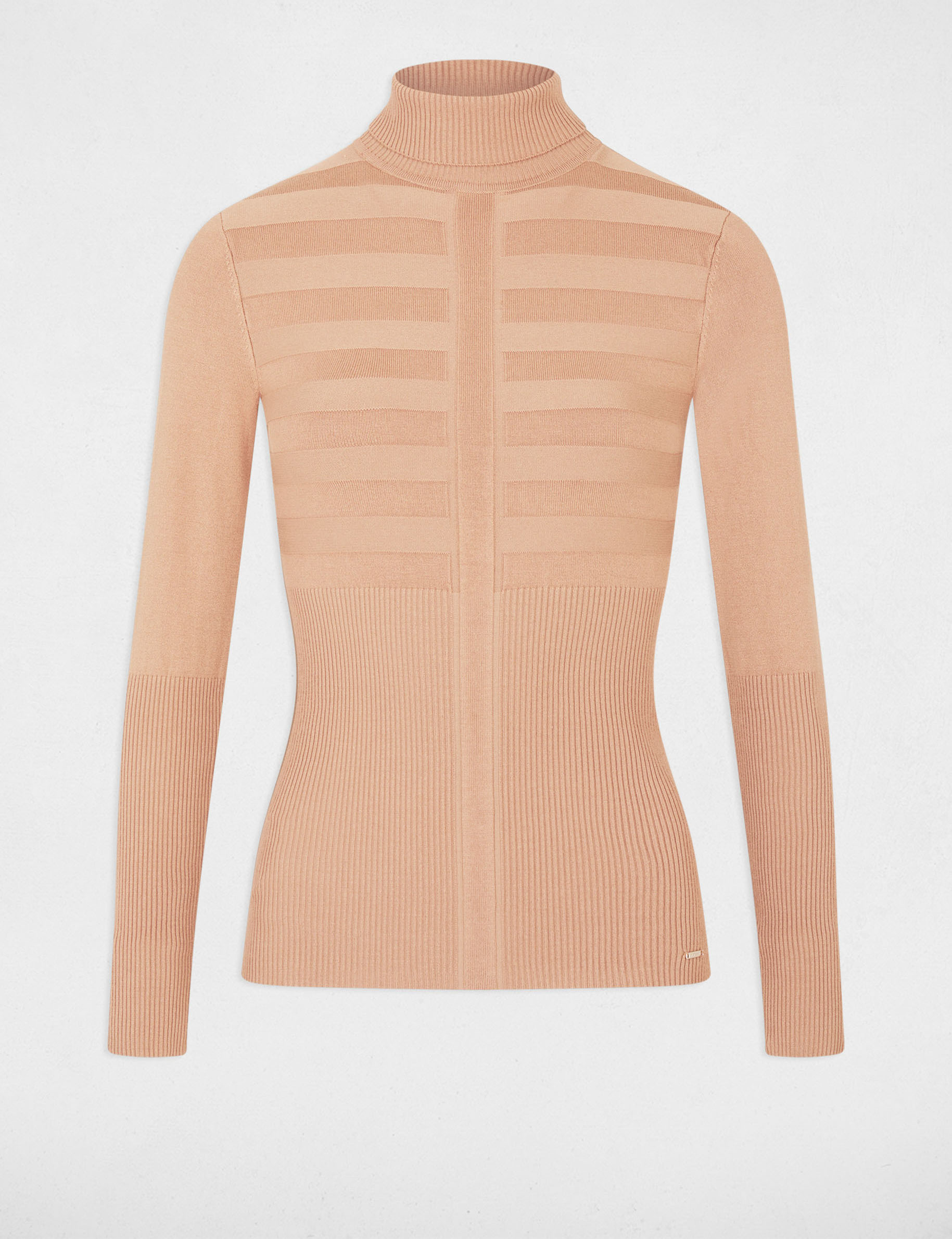 Jersey ajustado de cuello alto c&aacute;mel mujer