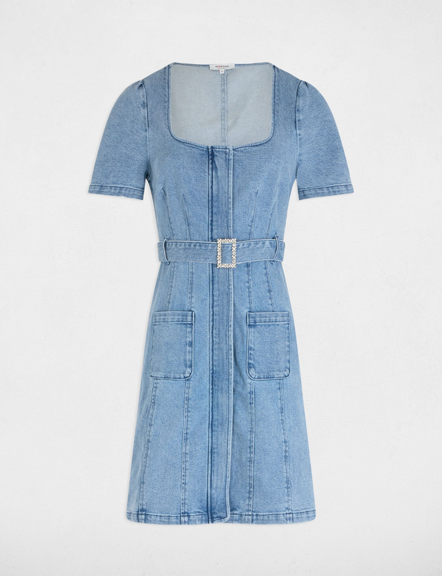 vestido de vaquero corto recto denim doble stone mujer Vestido de vaquero corto recto denim doble stone mujer