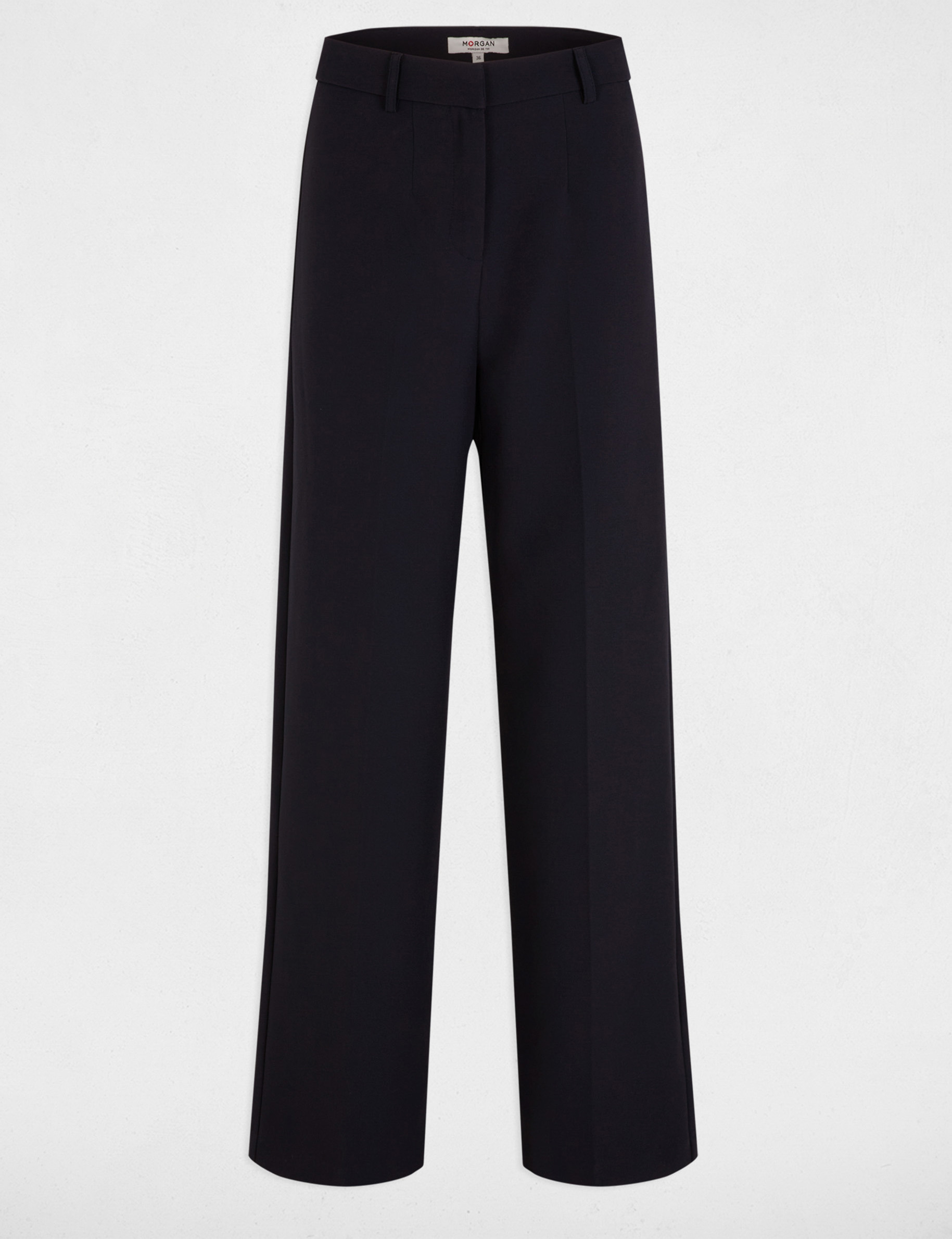 pantalon recto con pinzas azul marino mujer Pantalón recto con pinzas azul marino mujer