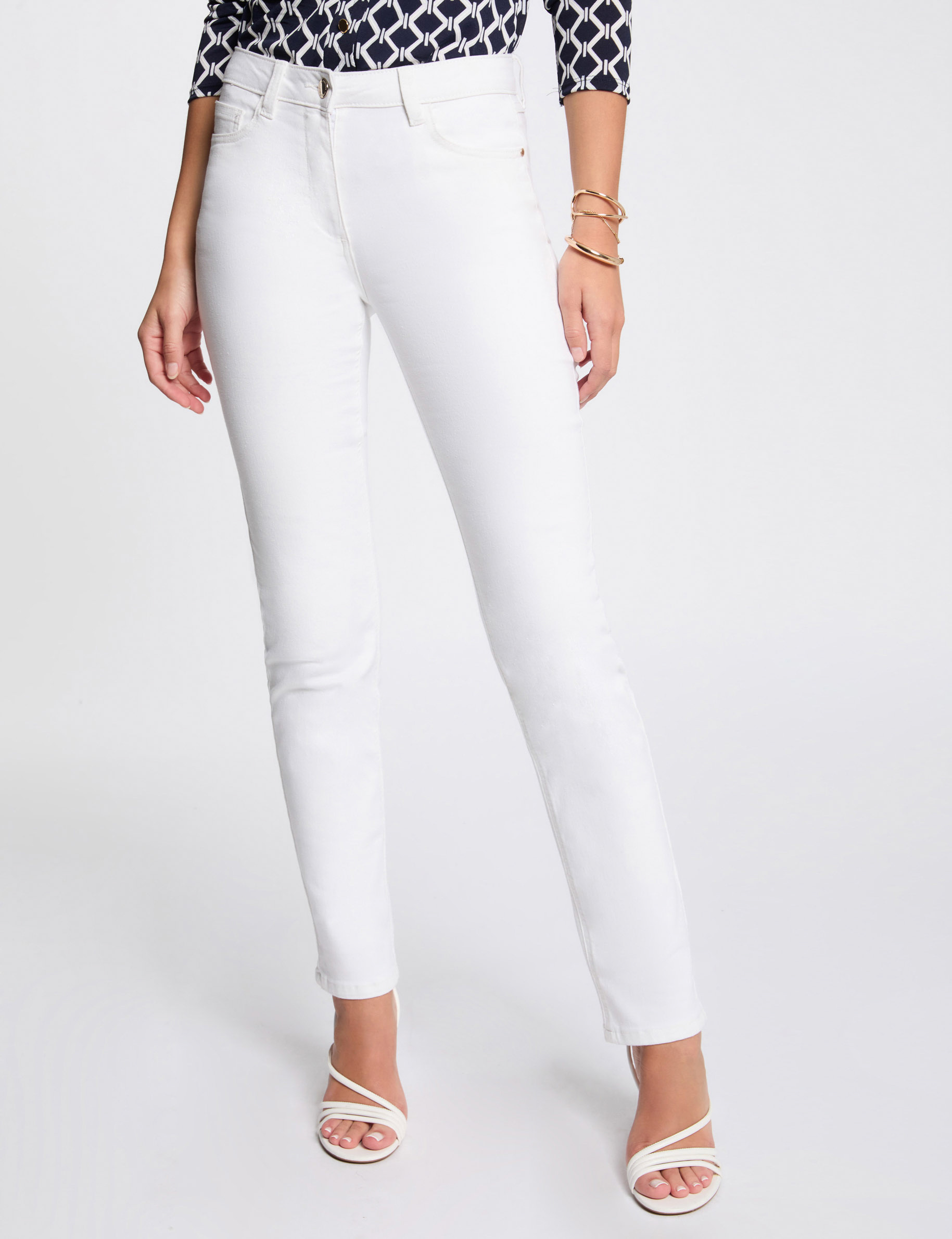 pantalon recto blanco mujer Pantalón recto blanco mujer