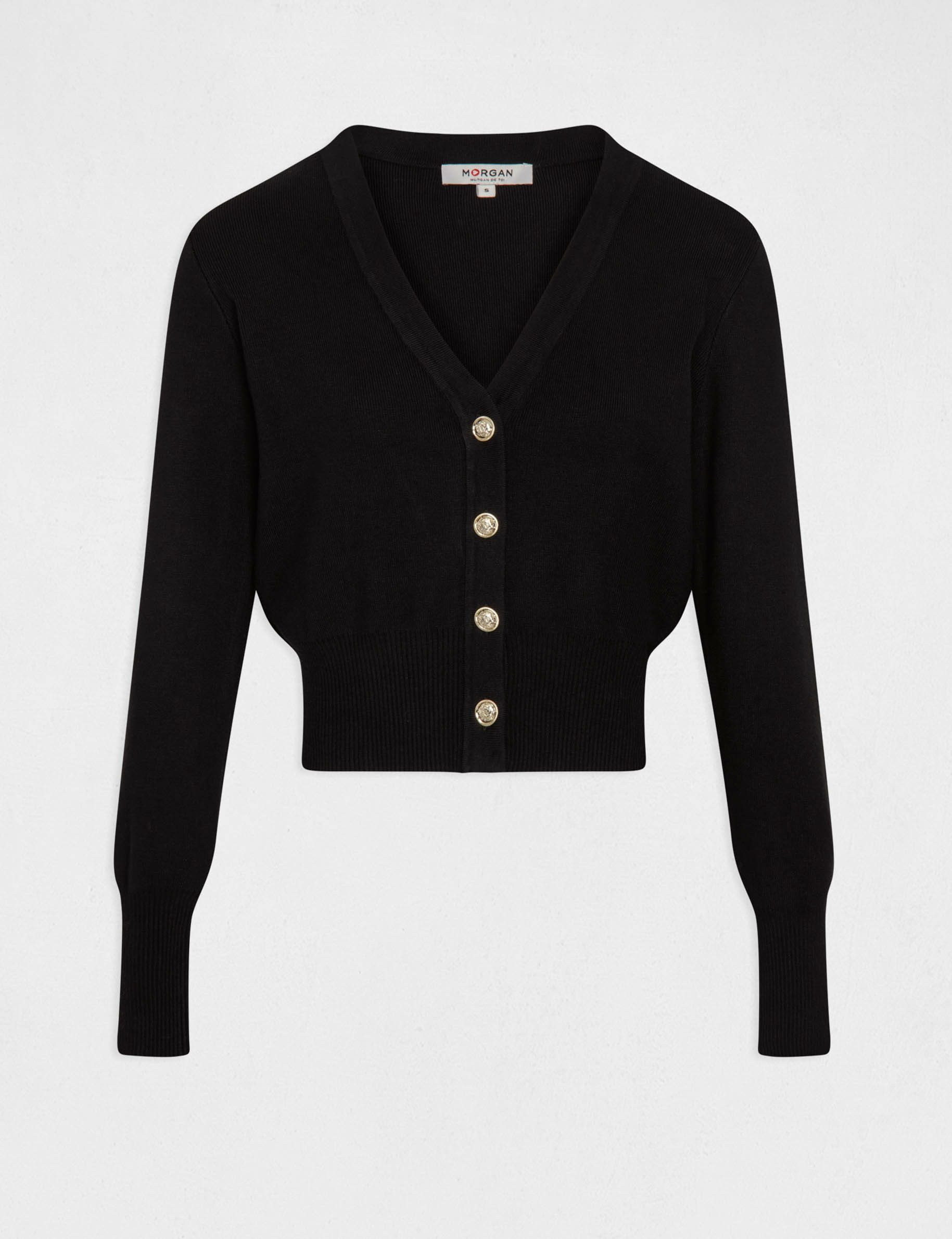 cardigan escote en v y manga larga negro mujer Cárdigan escote en V y manga larga negro mujer