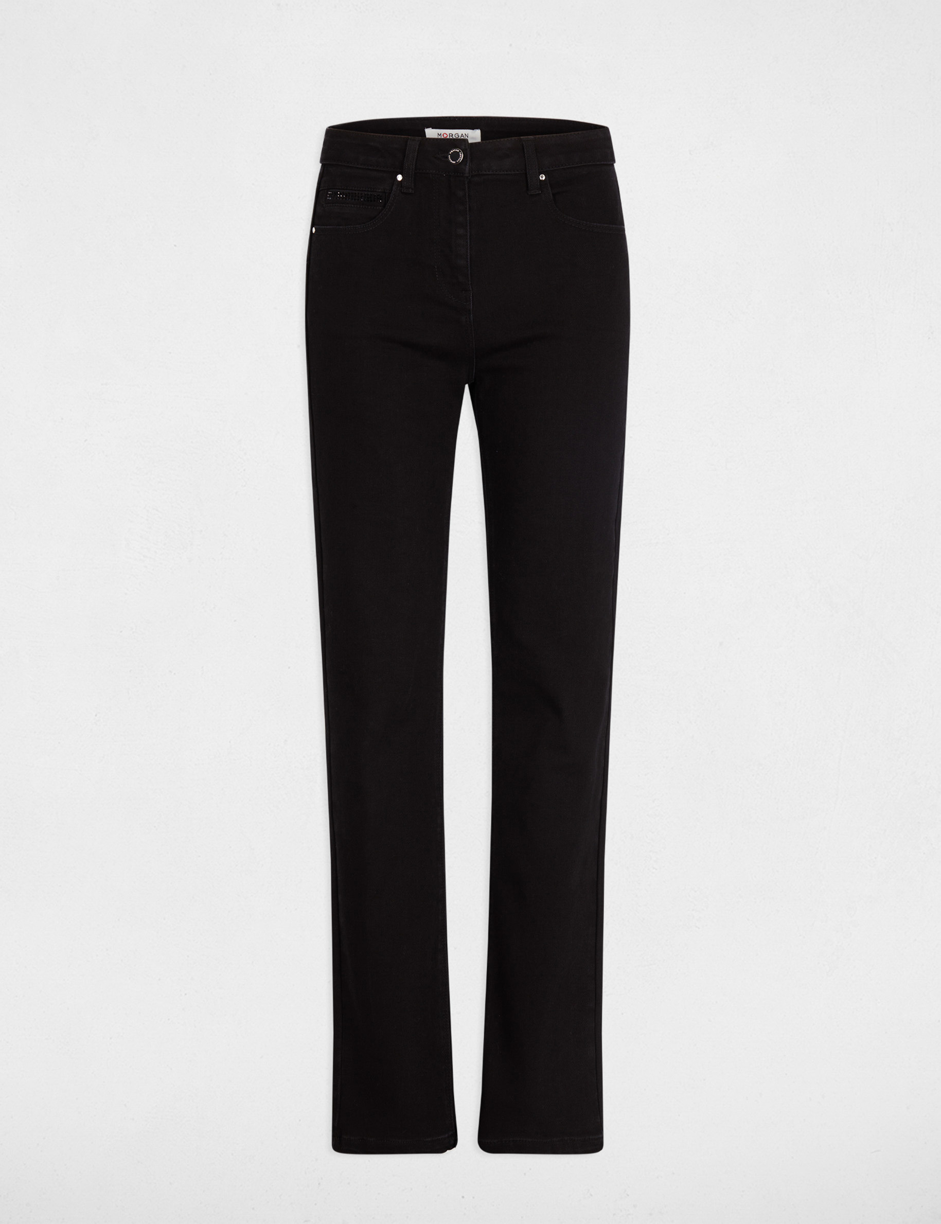 Vaquero recto con strass negro mujer