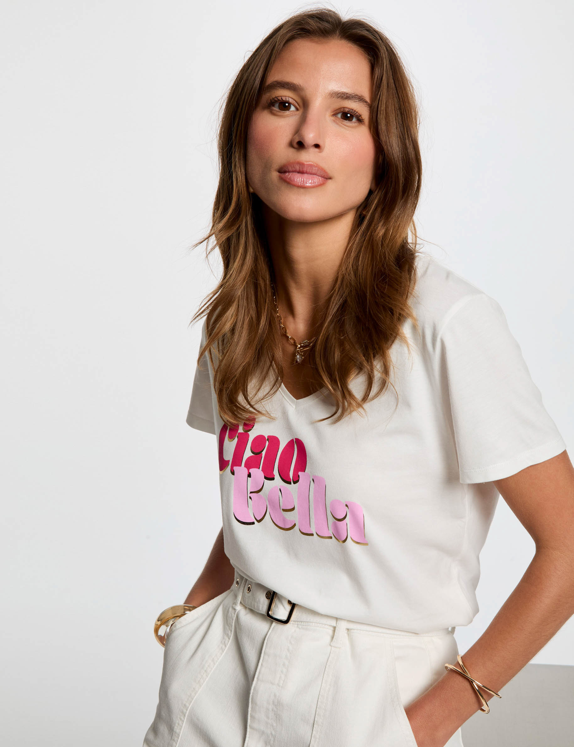 camiseta con mensaje blanco mujer Camiseta con mensaje blanco mujer