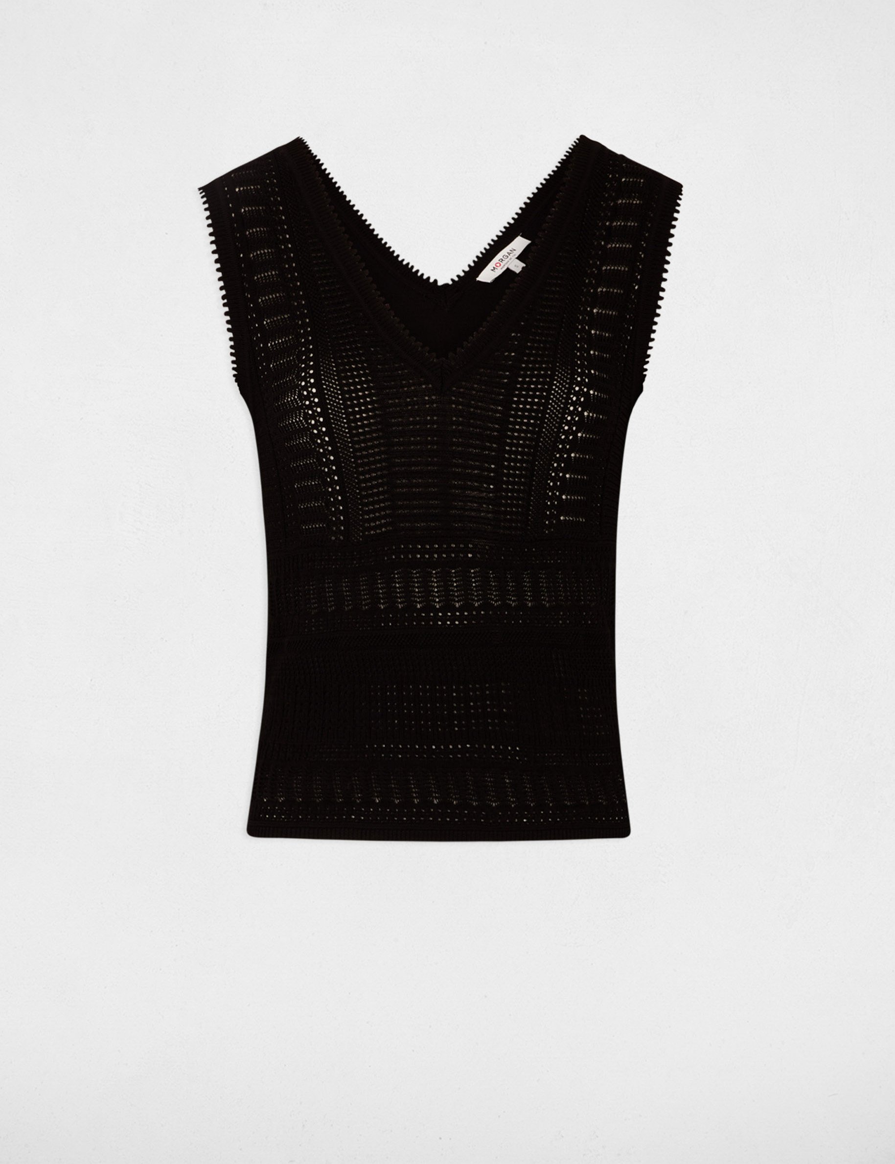 jersey calado sin mangas negro mujer Jersey calado sin mangas negro mujer