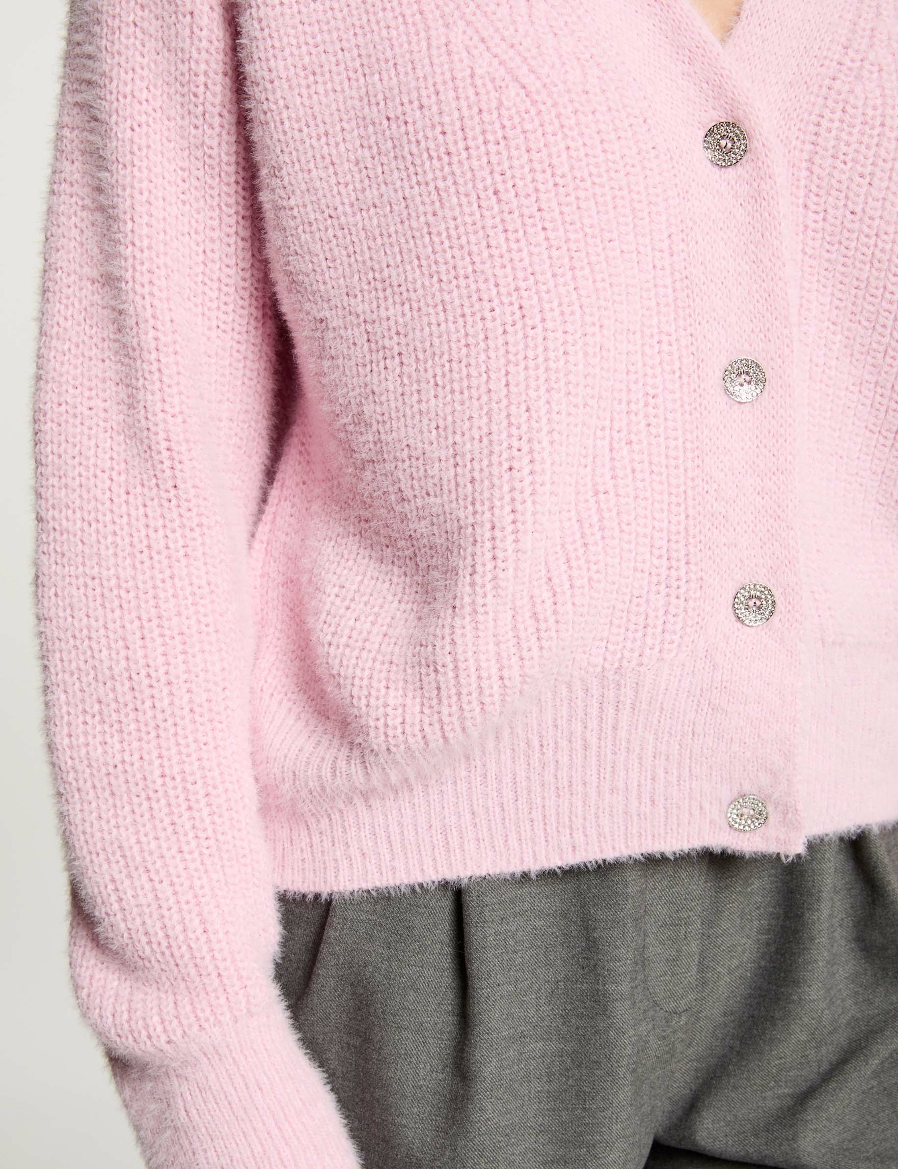 cardigan manga larga rosa pastel mujer Cárdigan manga larga rosa pastel mujer