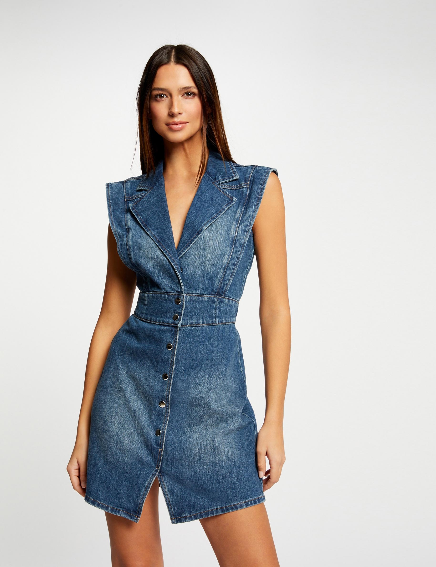 Vestido sin mangas entallado vaquero stone mujer Vestido sin mangas entallado vaquero stone mujer