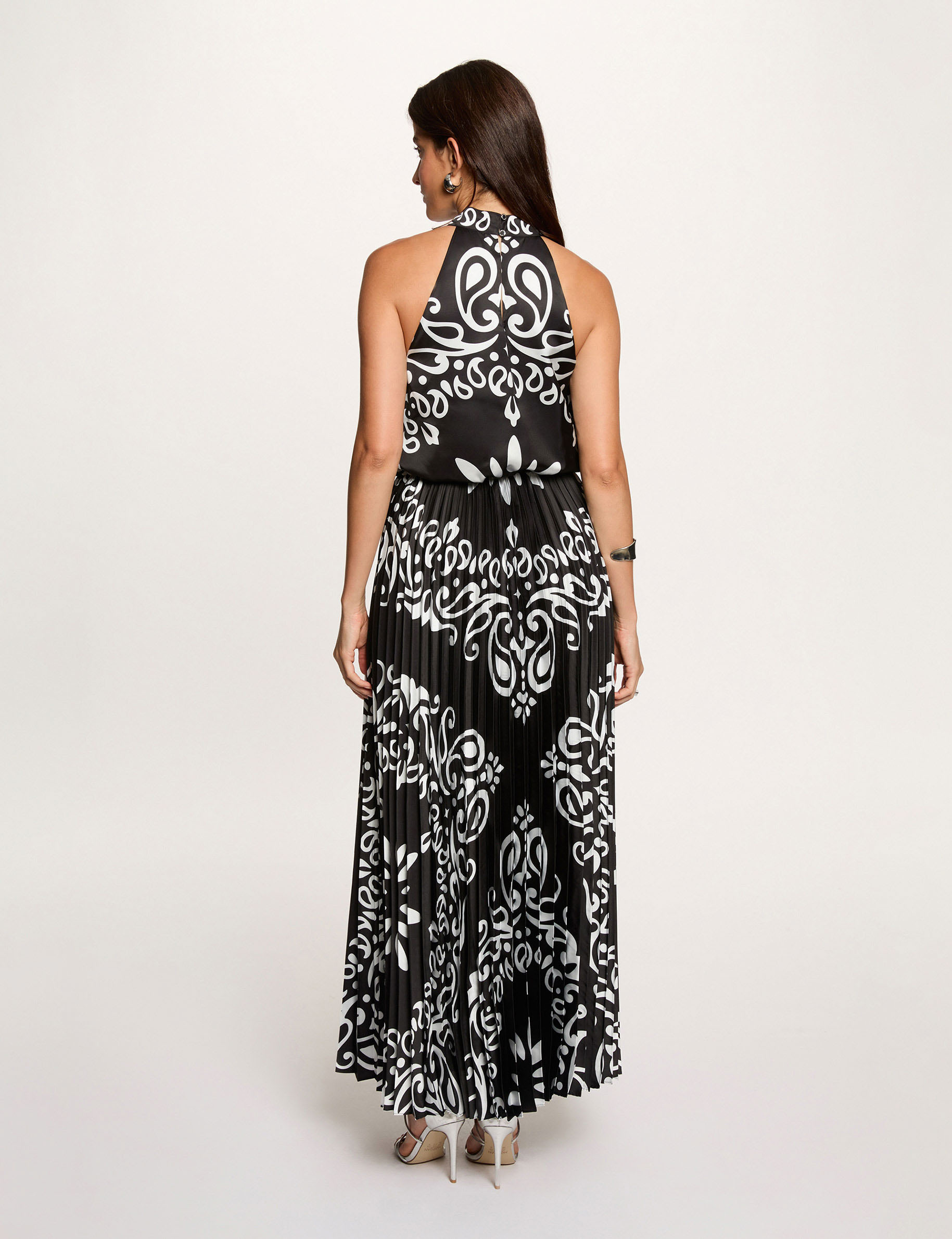 Vestido largo con cuello alto multicolor mujer