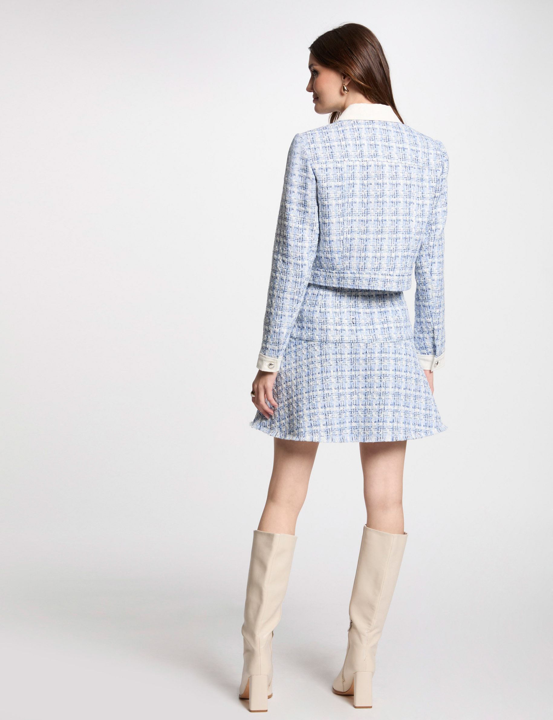 falda corta acampanada tweed multicolor mujer Falda corta acampanada tweed multicolor mujer