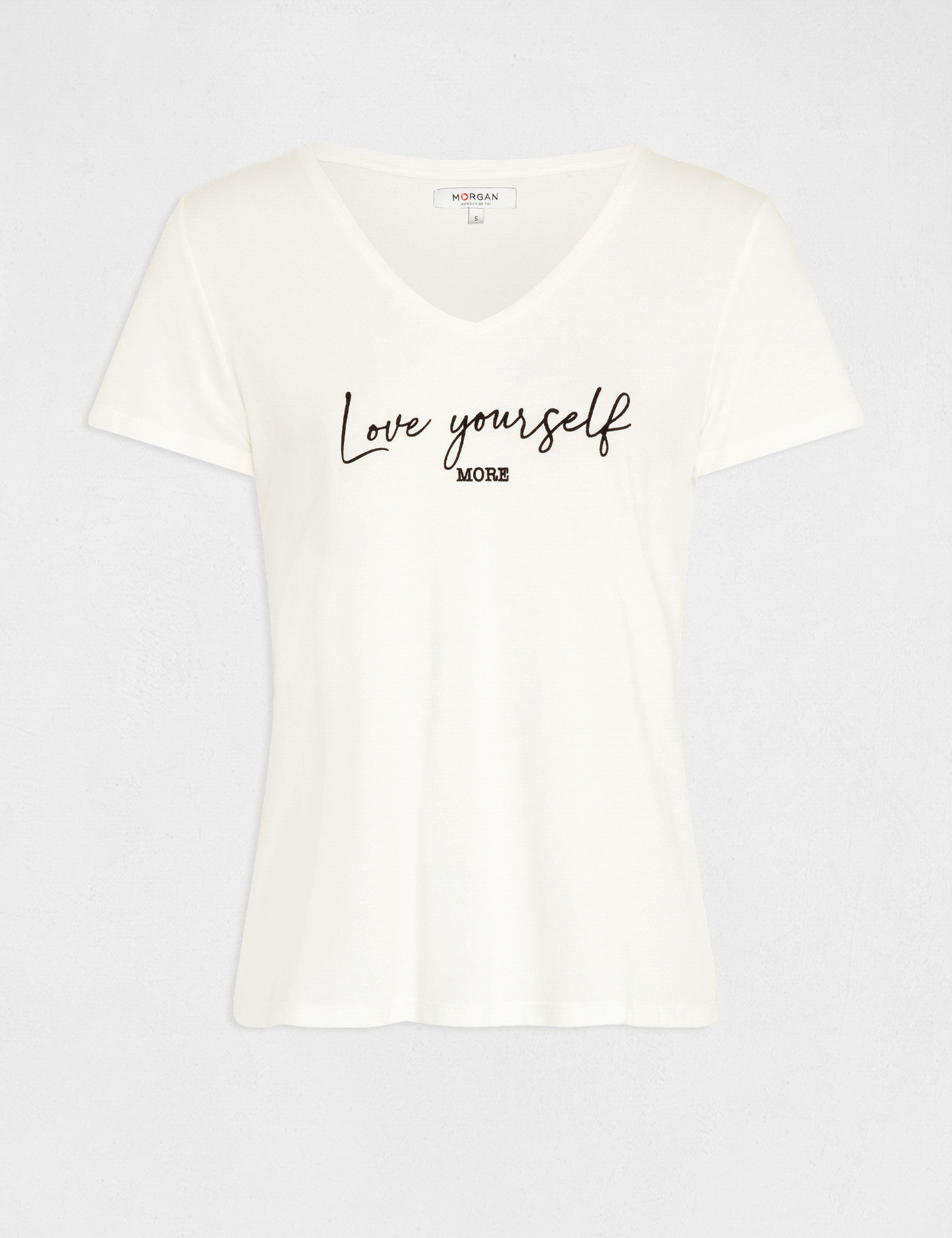 camiseta de manga corta con mensaje crudo mujer Camiseta de manga corta con mensaje crudo mujer
