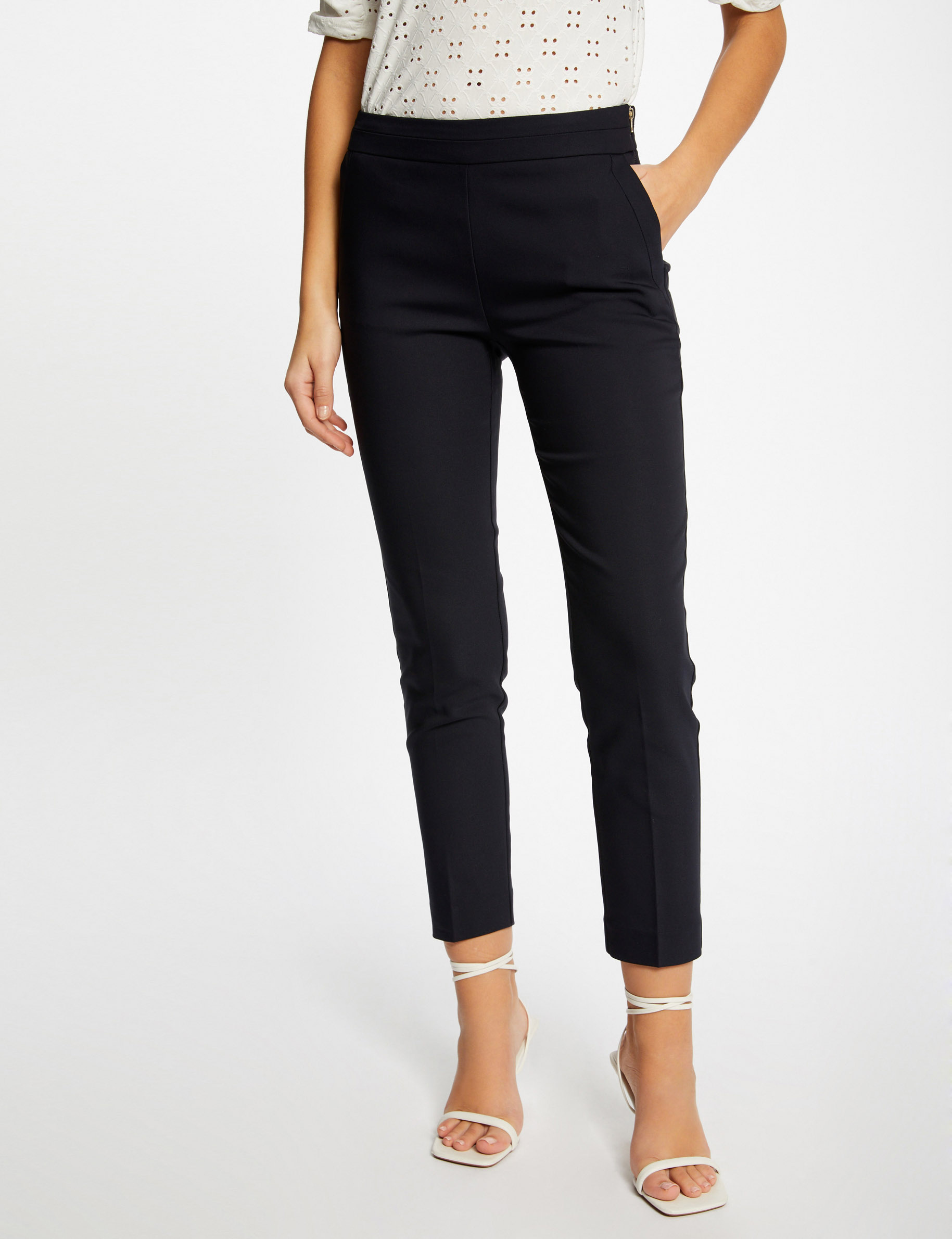 pantalon cigarette estilo corto azul marino mujer Pantalón cigarette estilo corto azul marino mujer