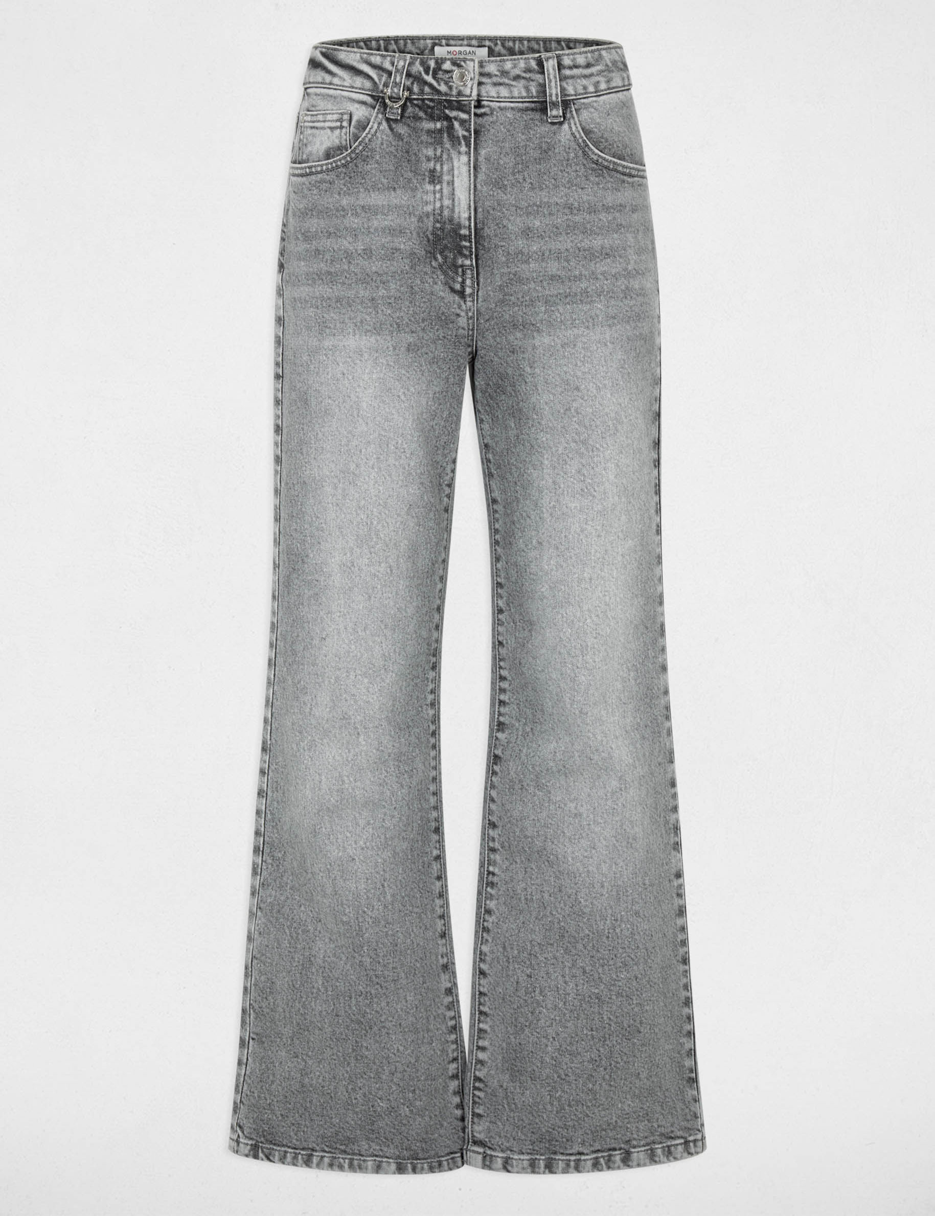 Vaqueros anchos de tiro alto denim nieve gris mujer