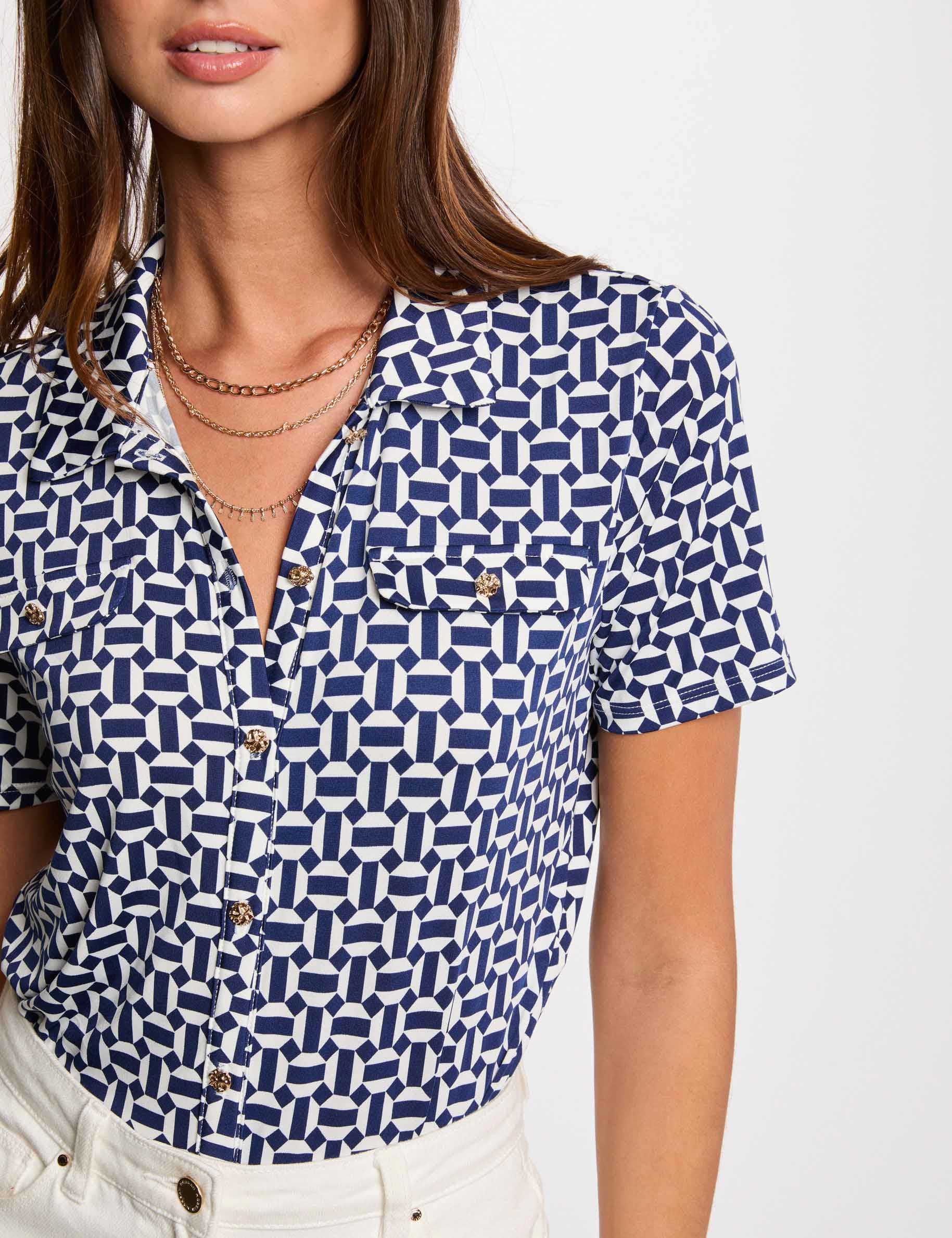 Blusa manga corta blanco mujer