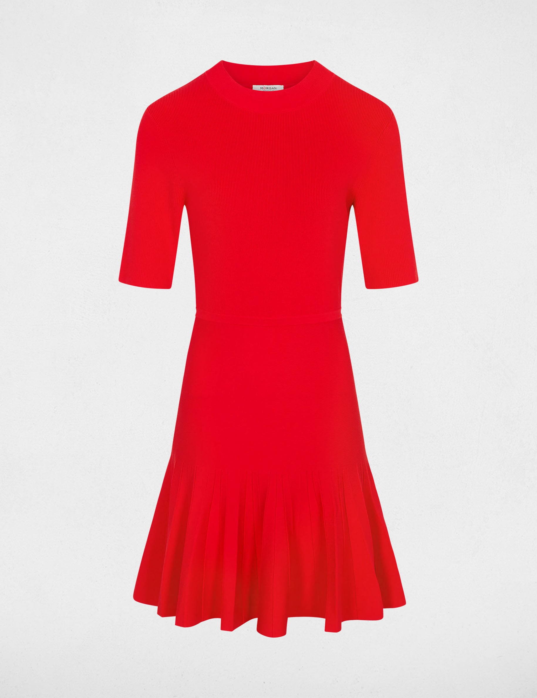 Vestido de punto plisado rojo mujer