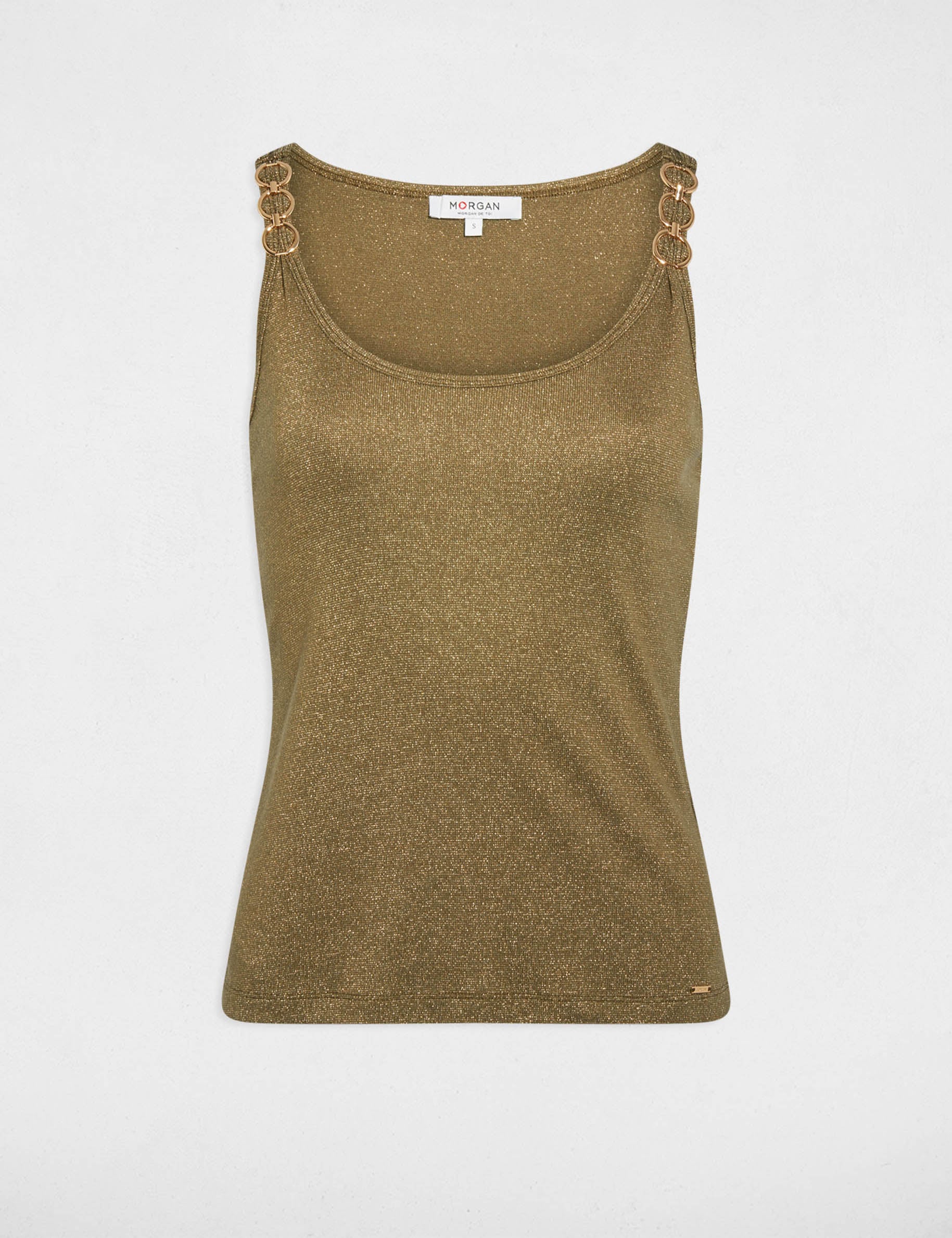 Top con tirantes finos verde caqui mujer