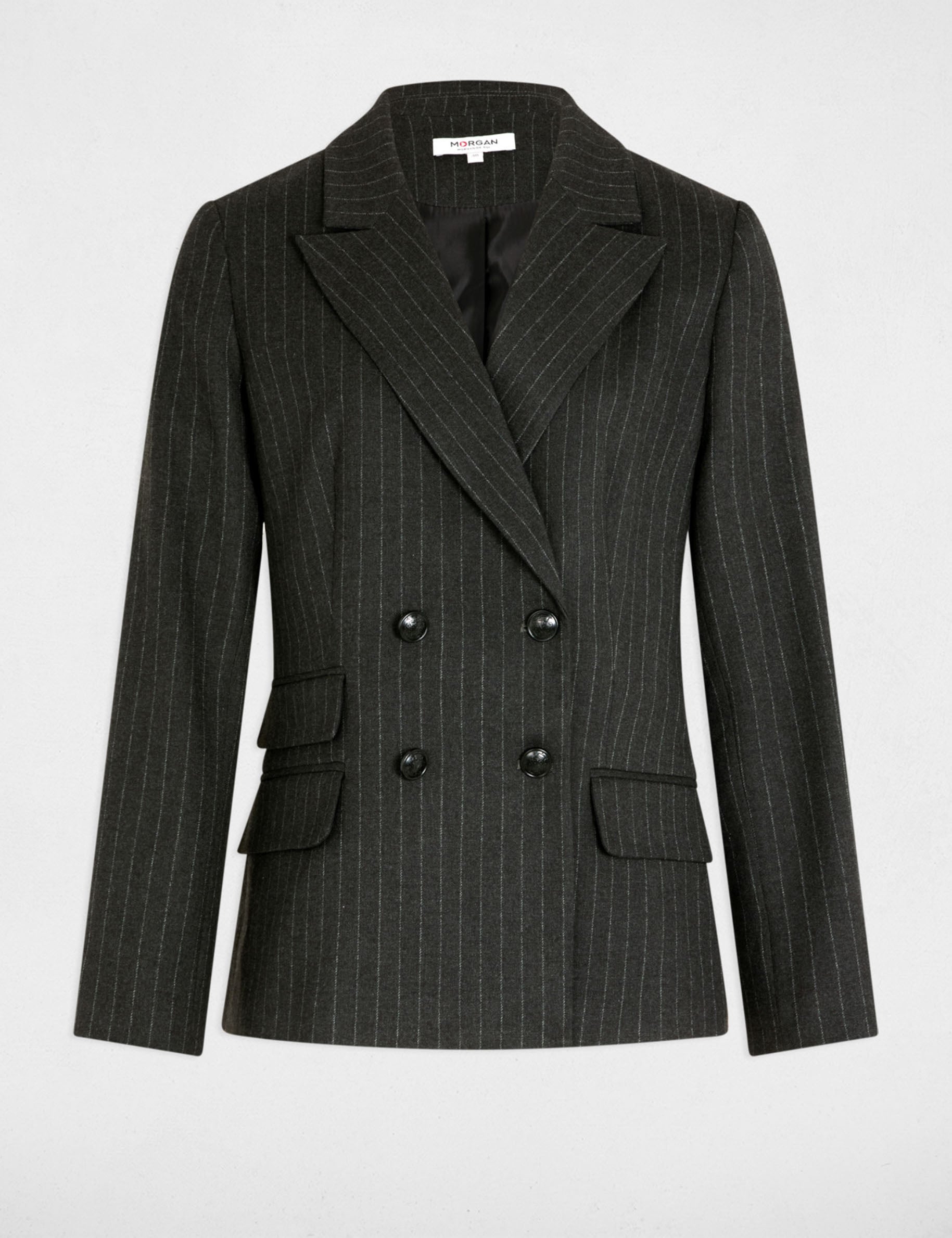 Americana con rayas gris oscuro mujer