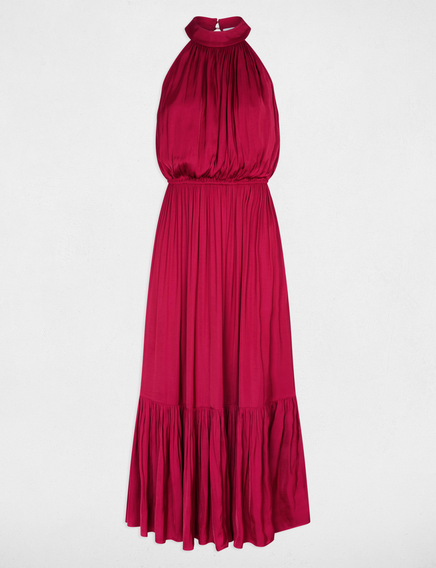 Vestido largo acampanado holgado burdeos mujer