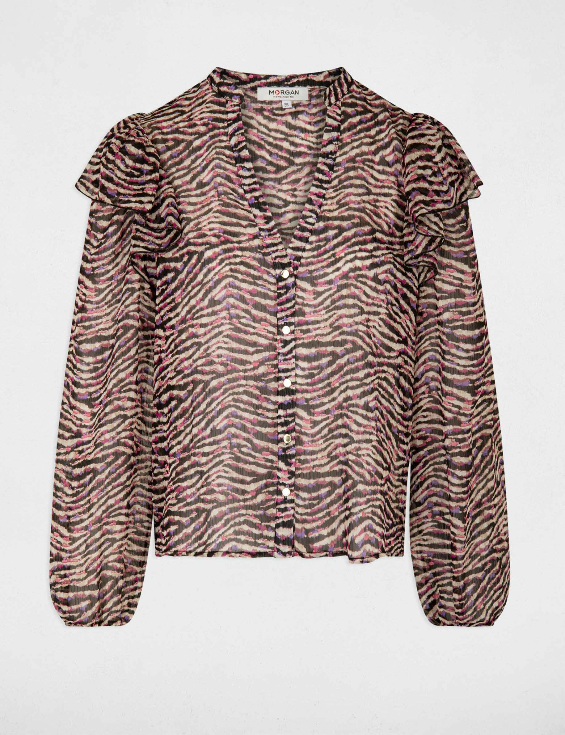 Blusa manga larga estampado animal multico mujer