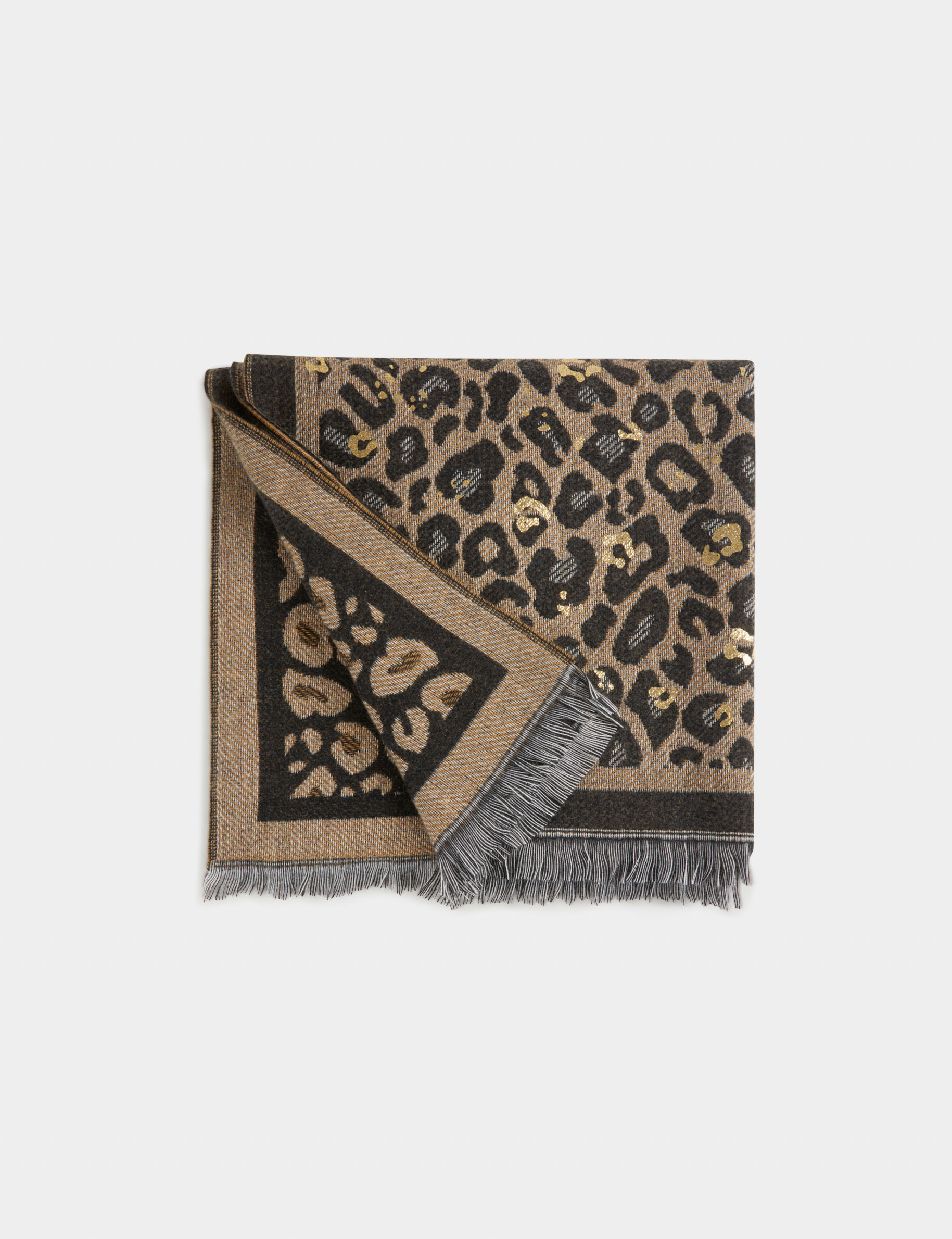 bufanda con estampado de leopardo negro mujer Bufanda con estampado de leopardo negro mujer