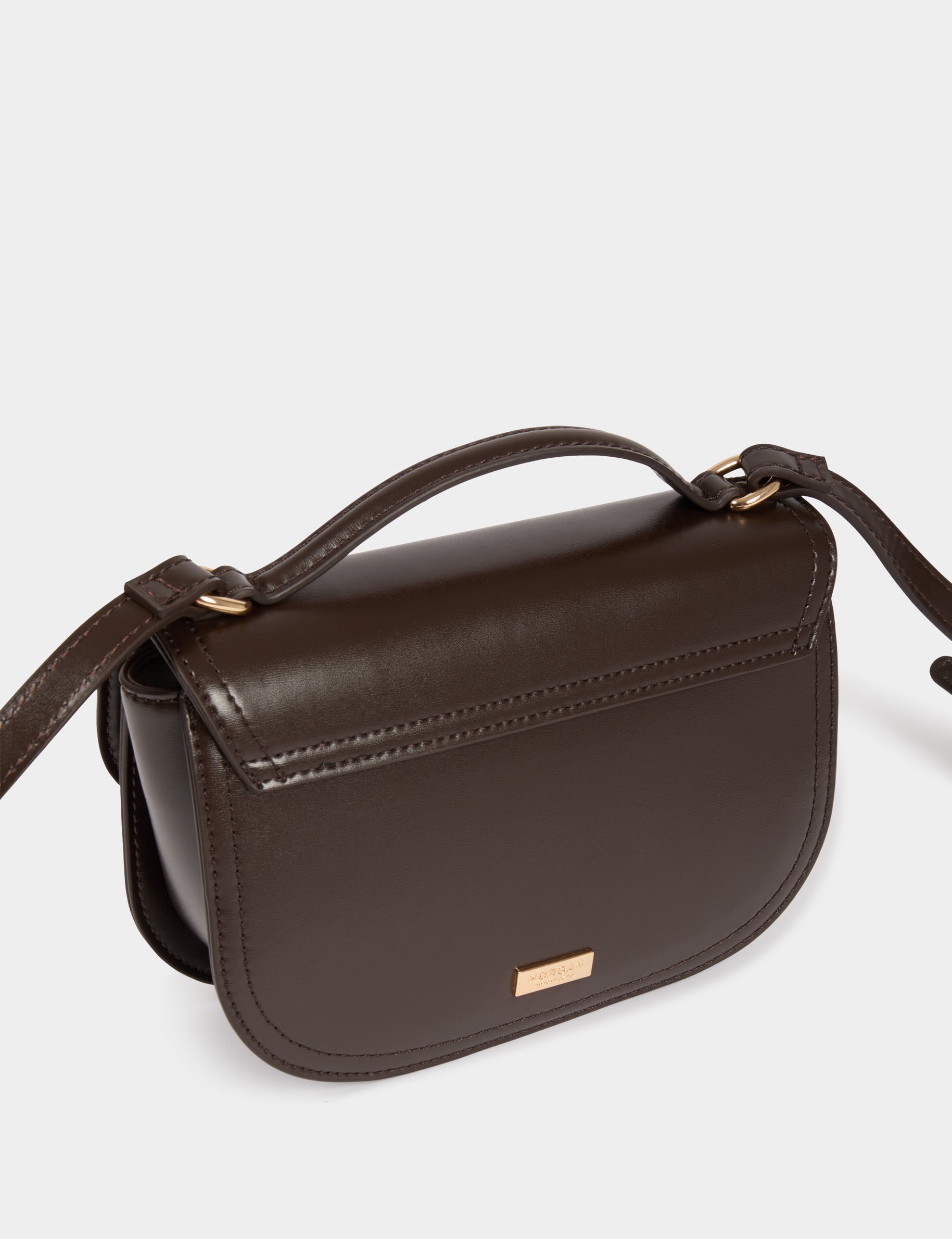 Bolso caja con hebilla marr&oacute;n oscuro mujer