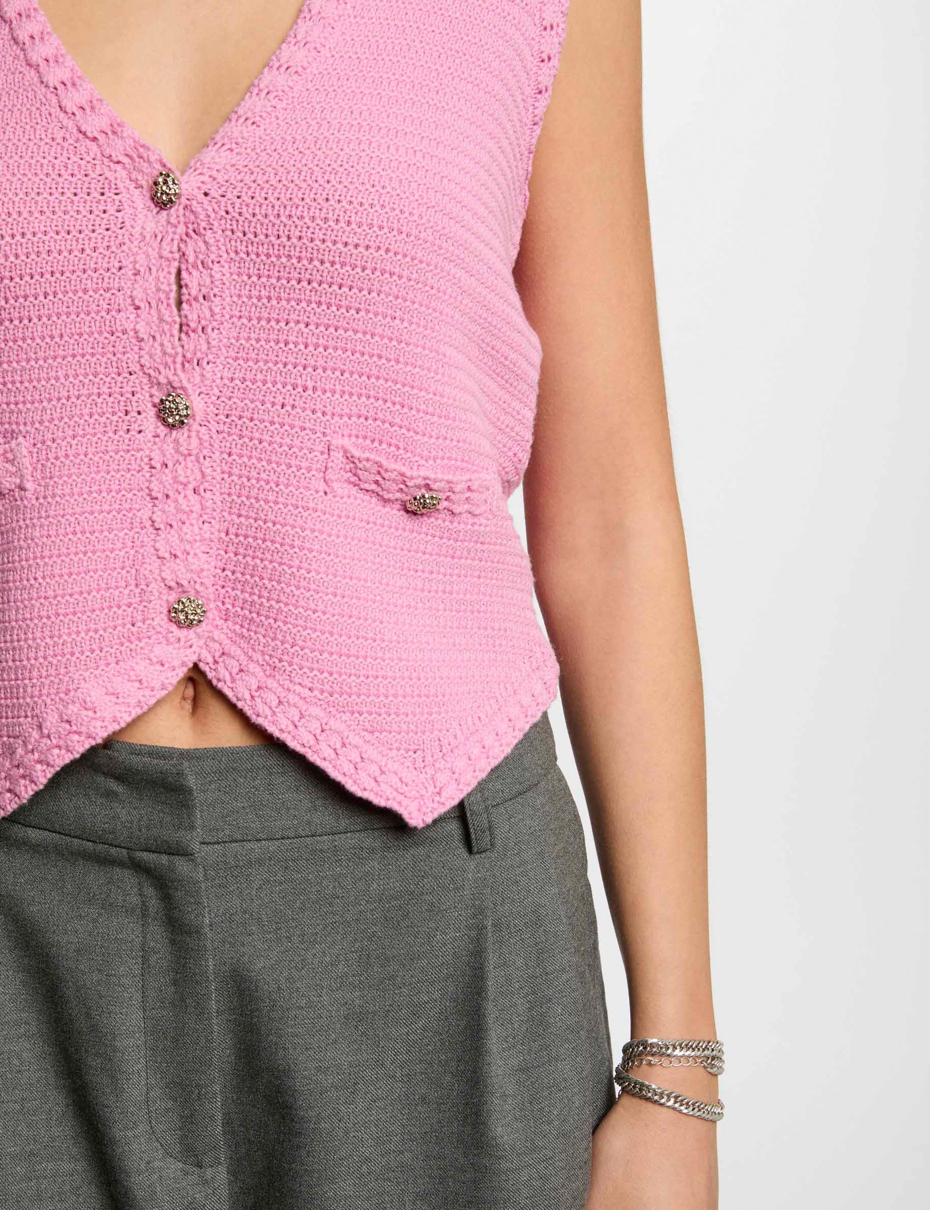 cardigan sin manga rosa mujer Cárdigan sin manga rosa mujer