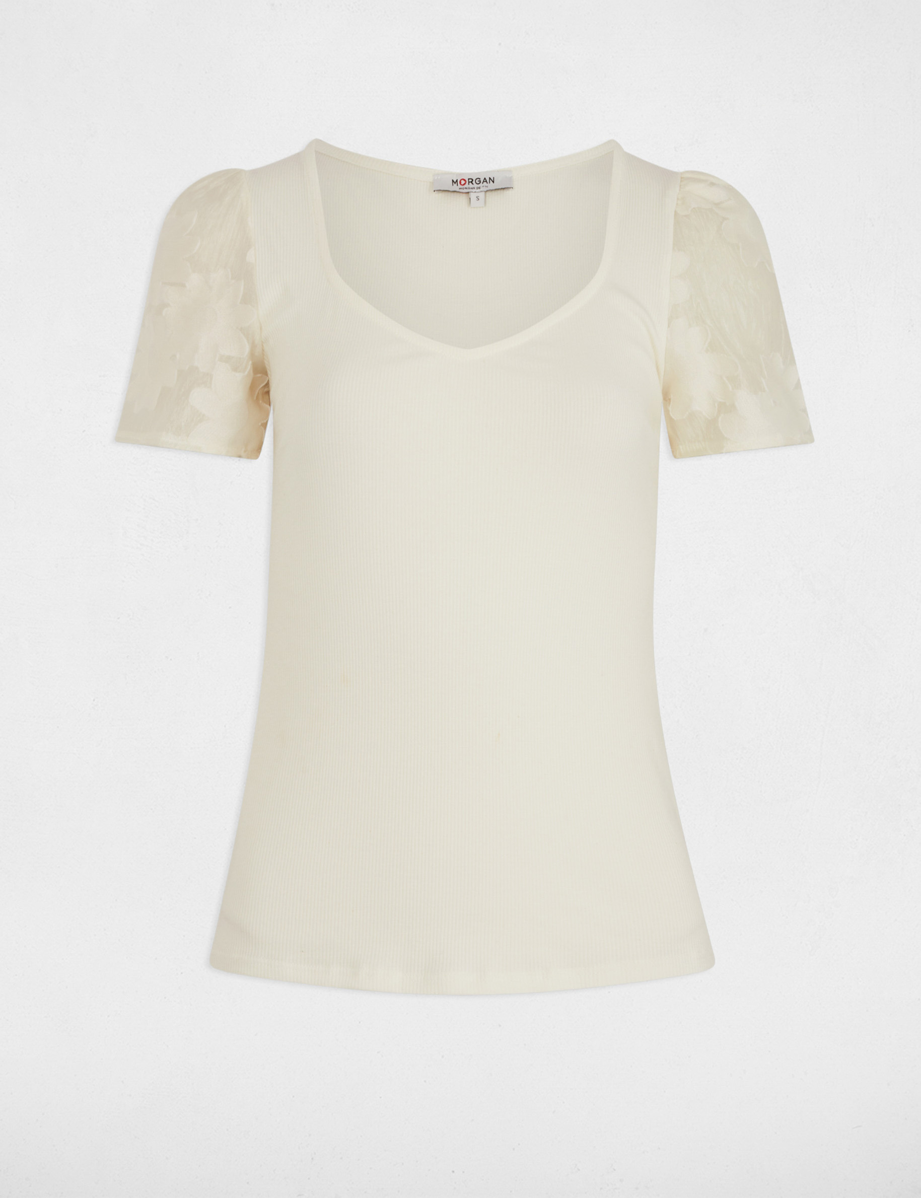 Camiseta manga corta blanco mujer