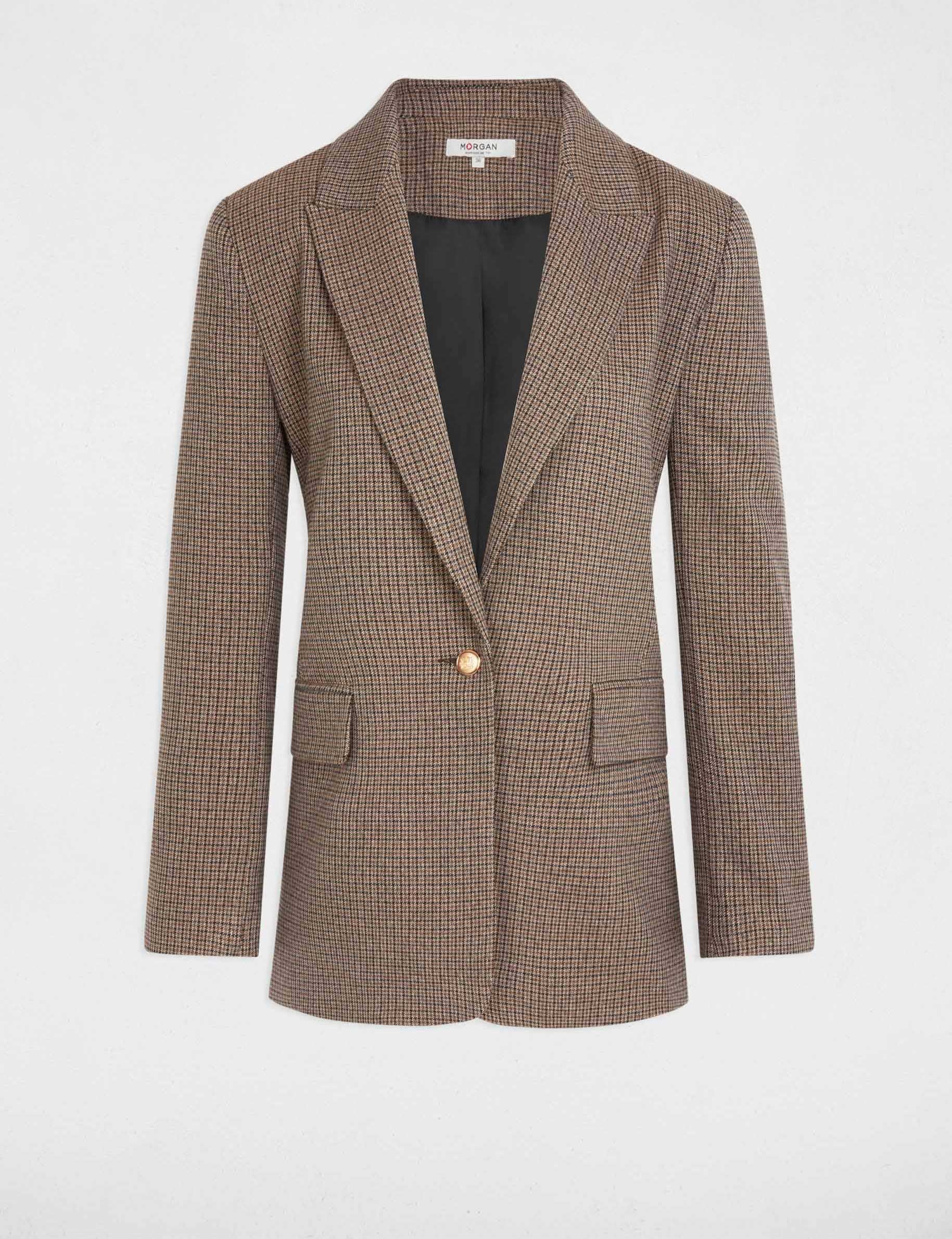 Chaqueta recta con cuello de sastre multicolor mujer