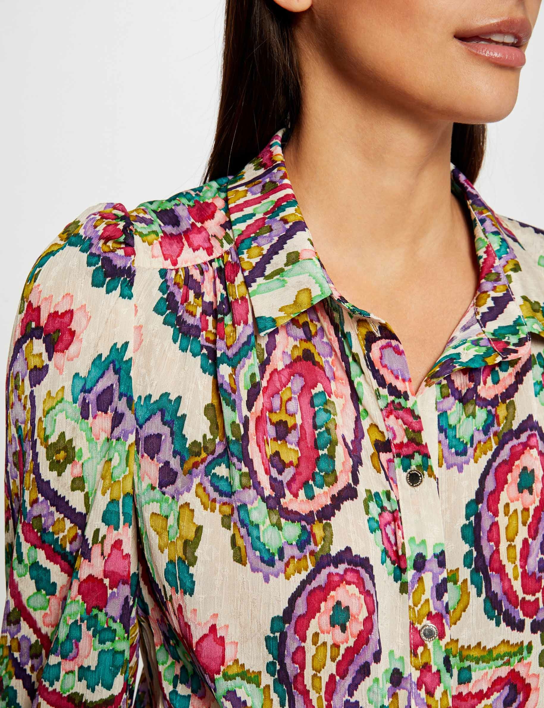 camisa manga 34 estampado de cachemira multico mujer Camisa manga 3/4 estampado de cachemira multico mujer