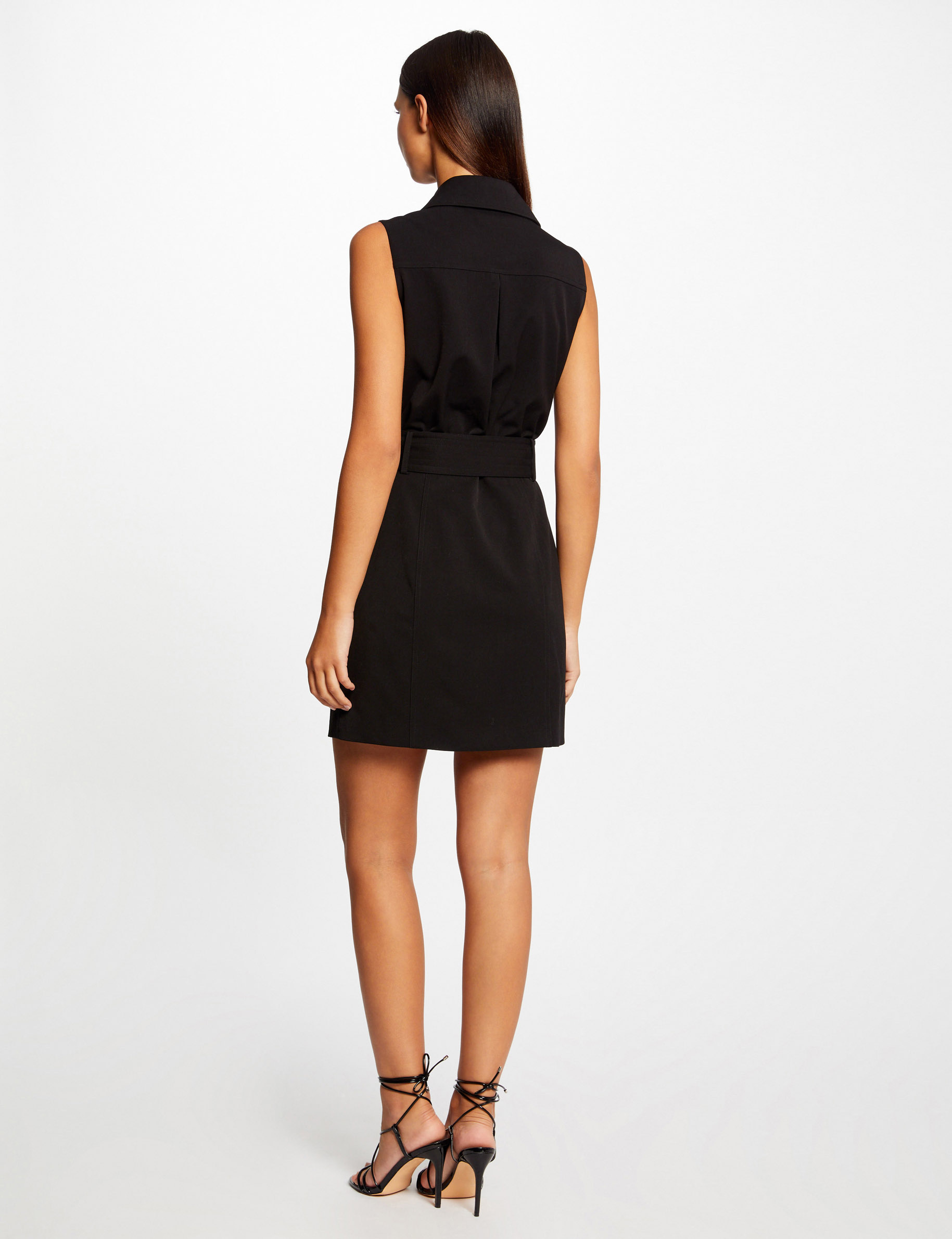 vestido entallado cremallera y cinturon negro mujer Vestido entallado cremallera y cinturón negro mujer