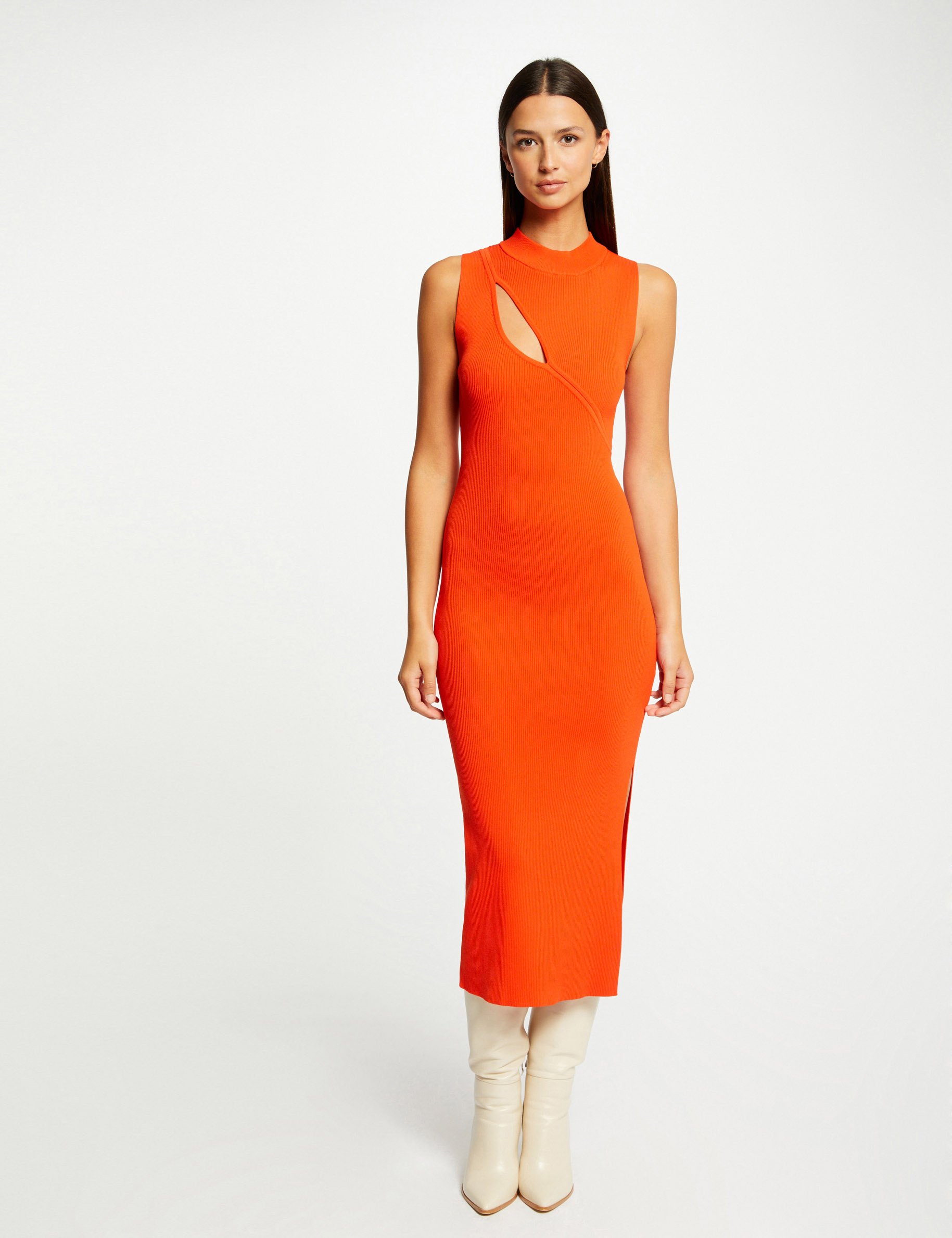 vestido de punto largo ajustado orange mujer Vestido de punto largo ajustado orange mujer