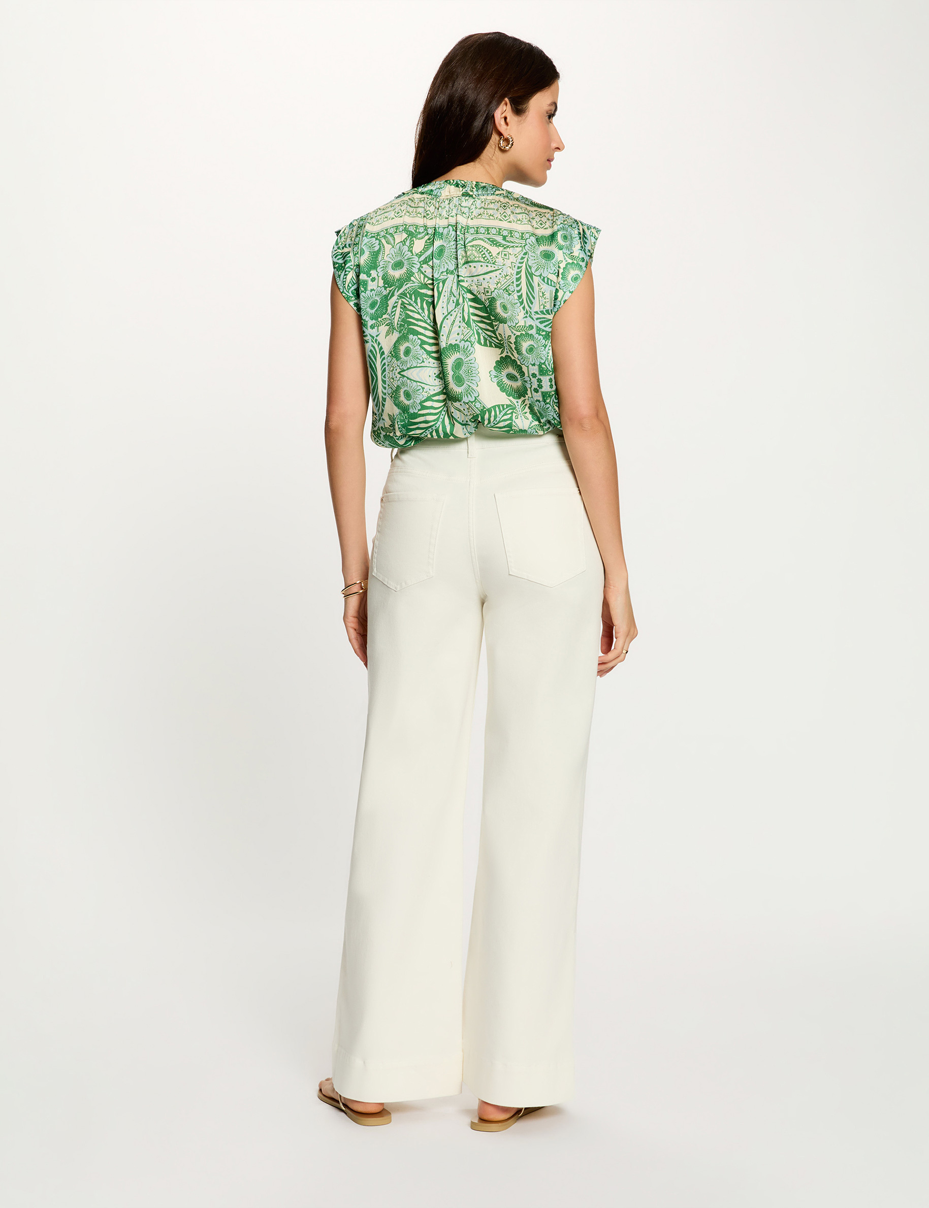 Blusa sin mangas cuello v multicolor mujer