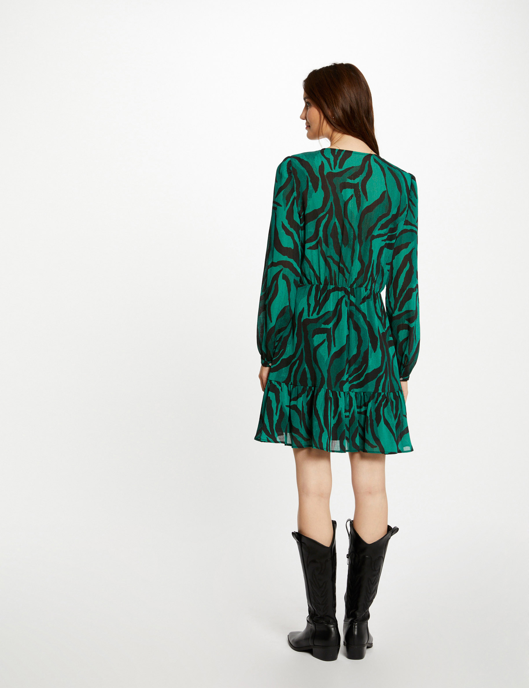 Vestido evasé estampado animal multico mujer