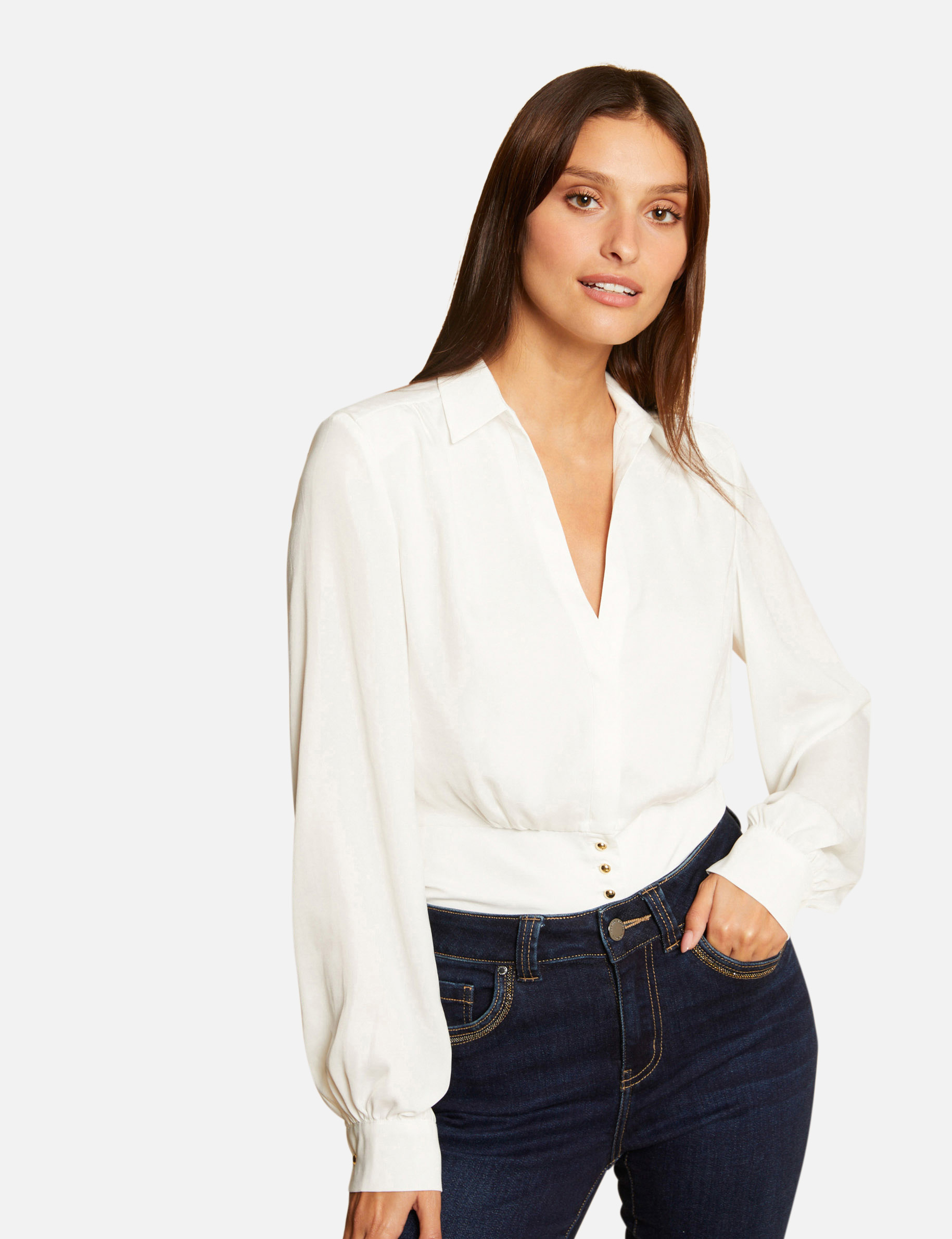 Blusa manga larga crudo mujer Blusa manga larga crudo mujer