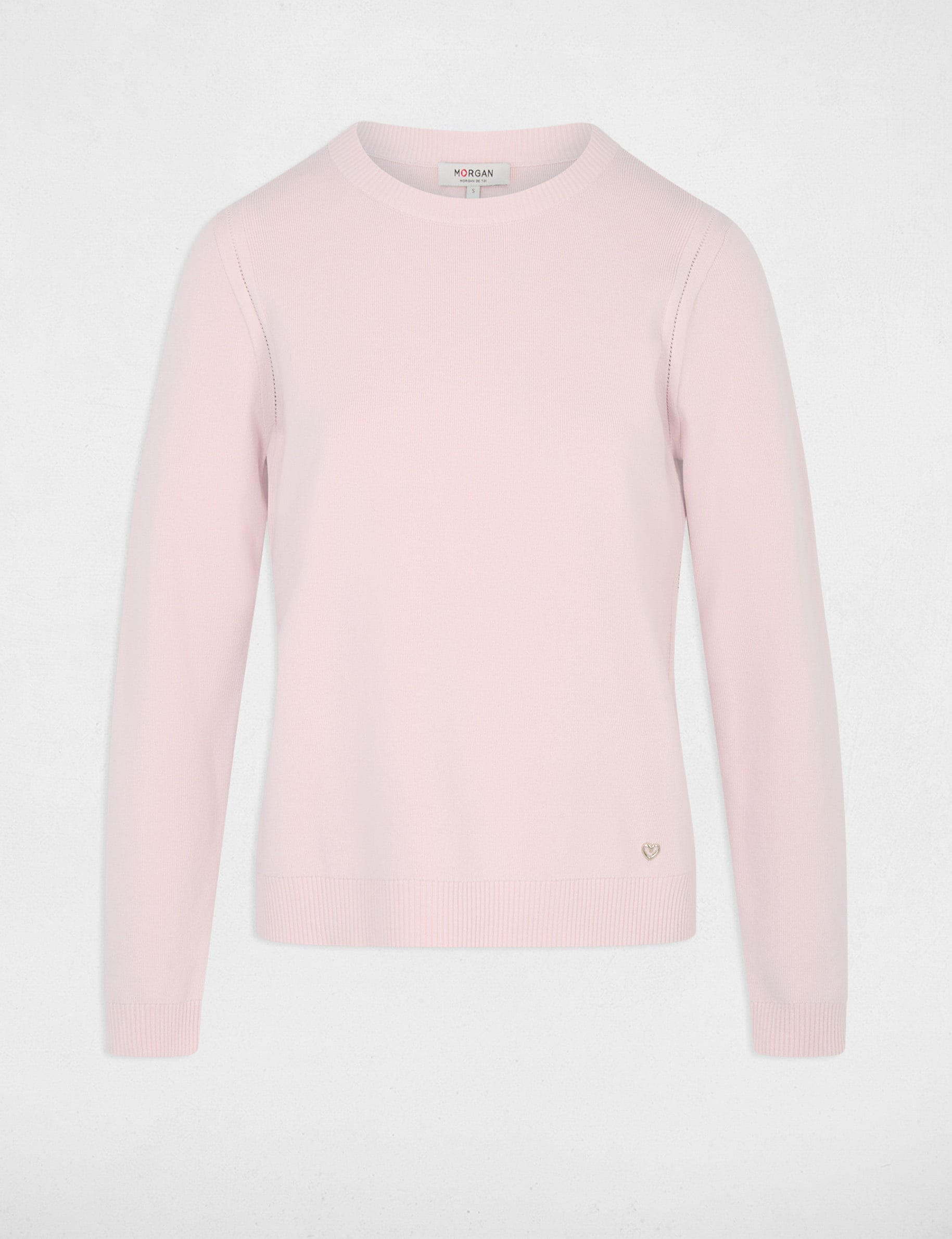 Jersey de punto con relieve rosa claro mujer