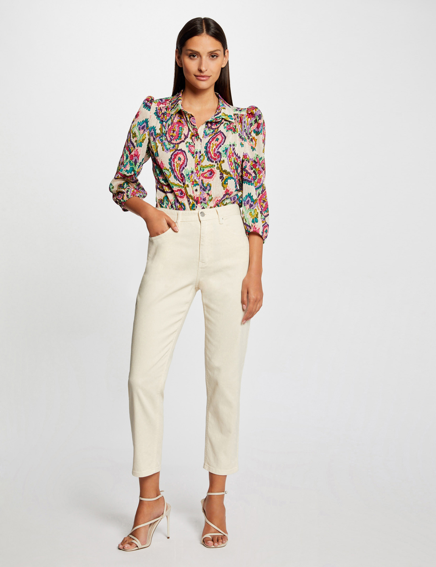 camisa manga 34 estampado de cachemira multico mujer Camisa manga 3/4 estampado de cachemira multico mujer