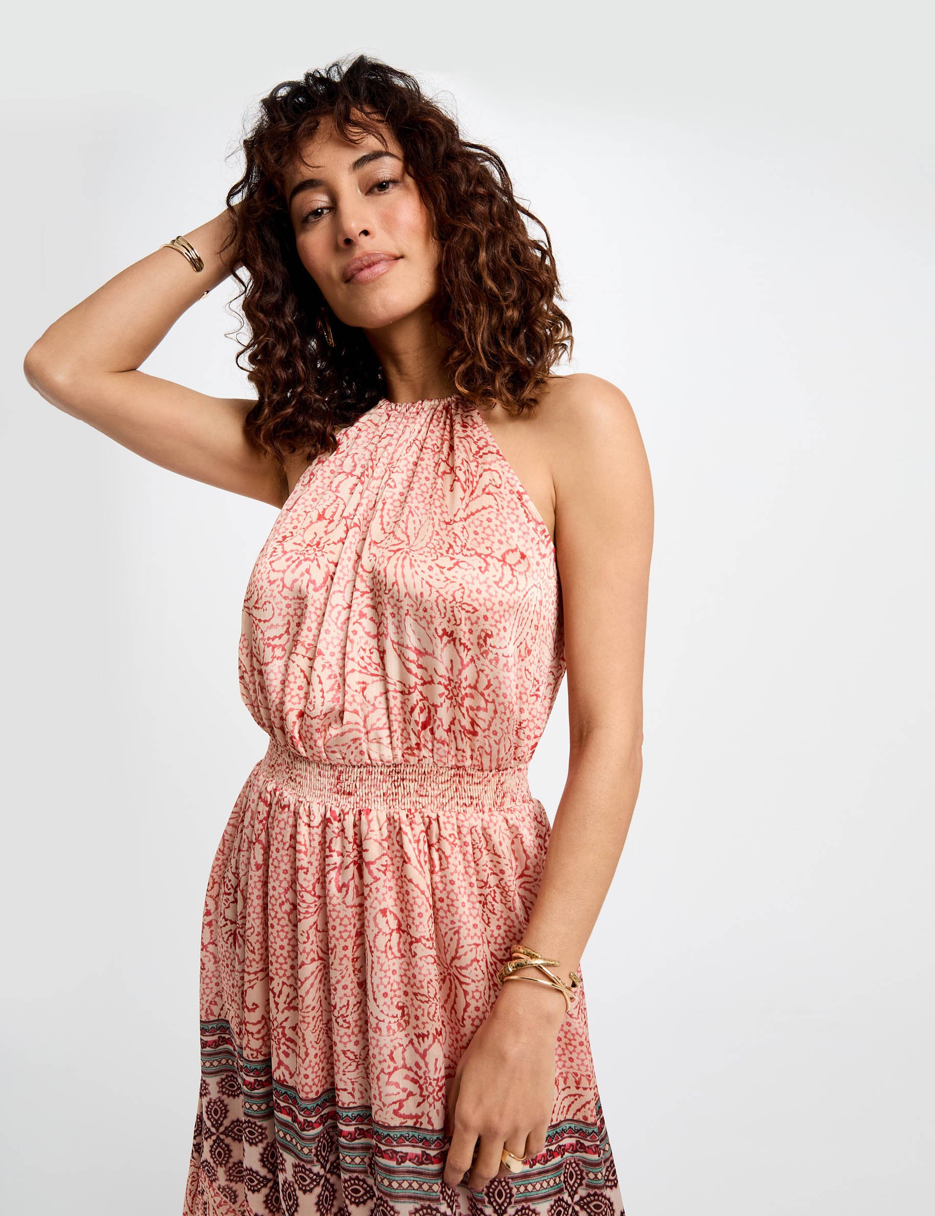 vestido largo recto estampado multicolor mujer Vestido largo recto estampado multicolor mujer
