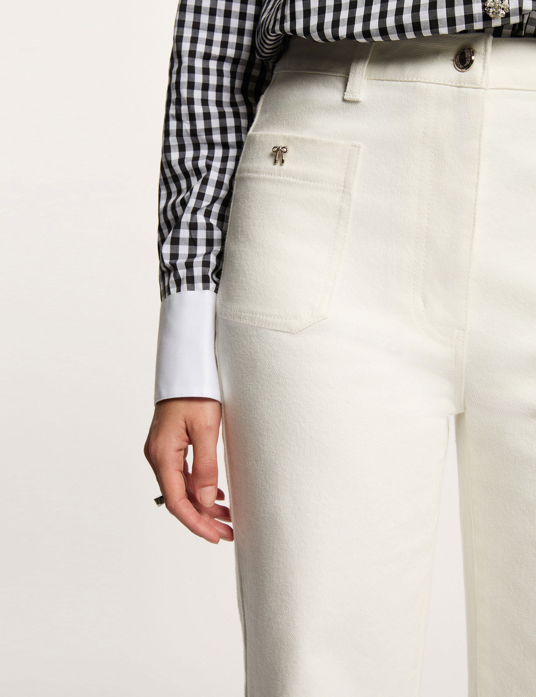 Jean ancho 7/8 blanco mujer