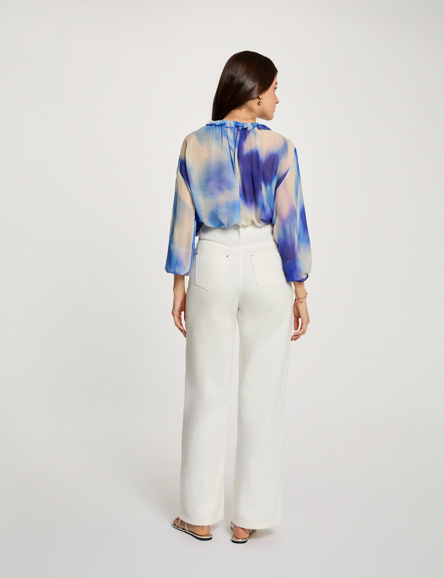 Camisa fluida entallada multicolor mujer