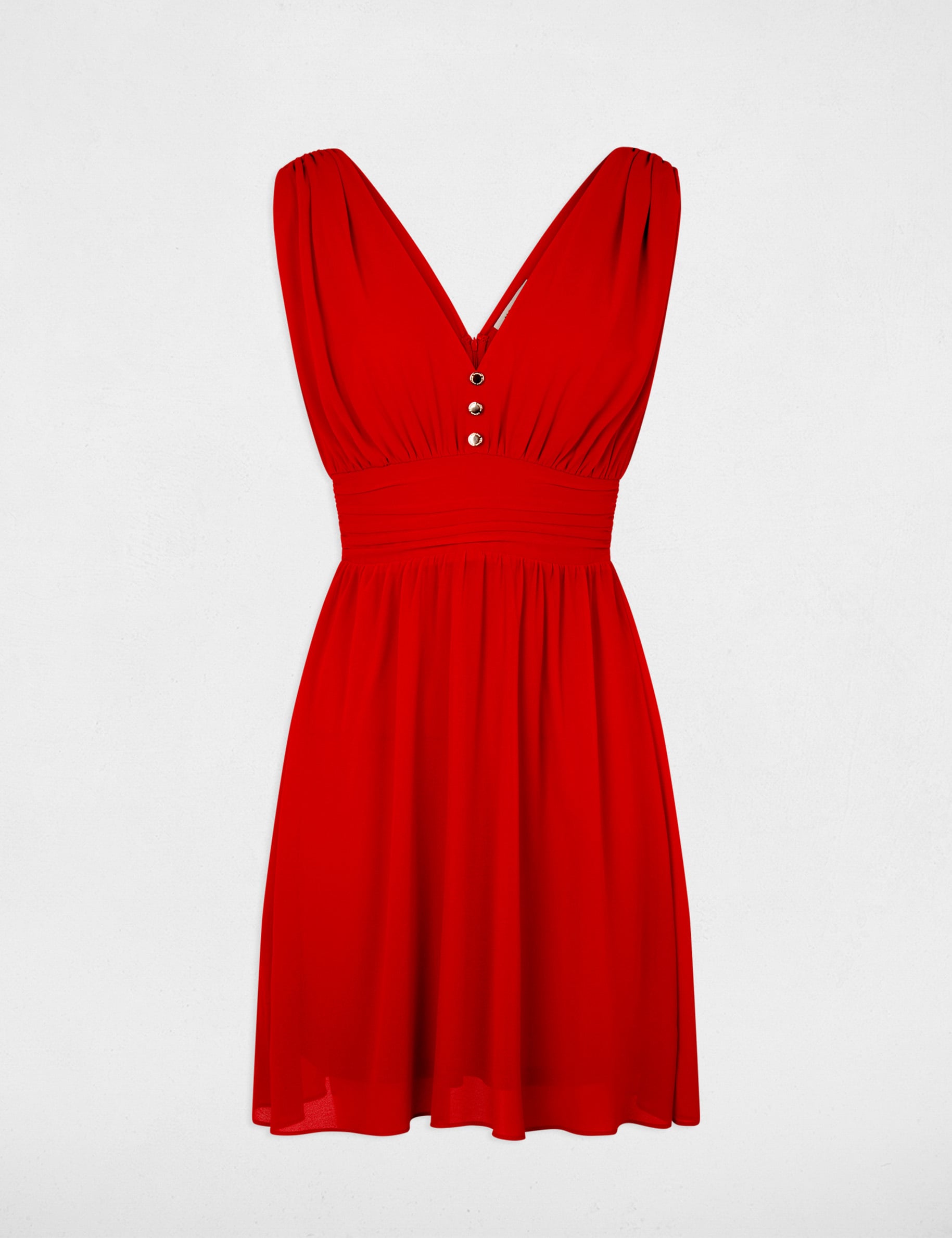 Vestido corto acampanado rojo mujer